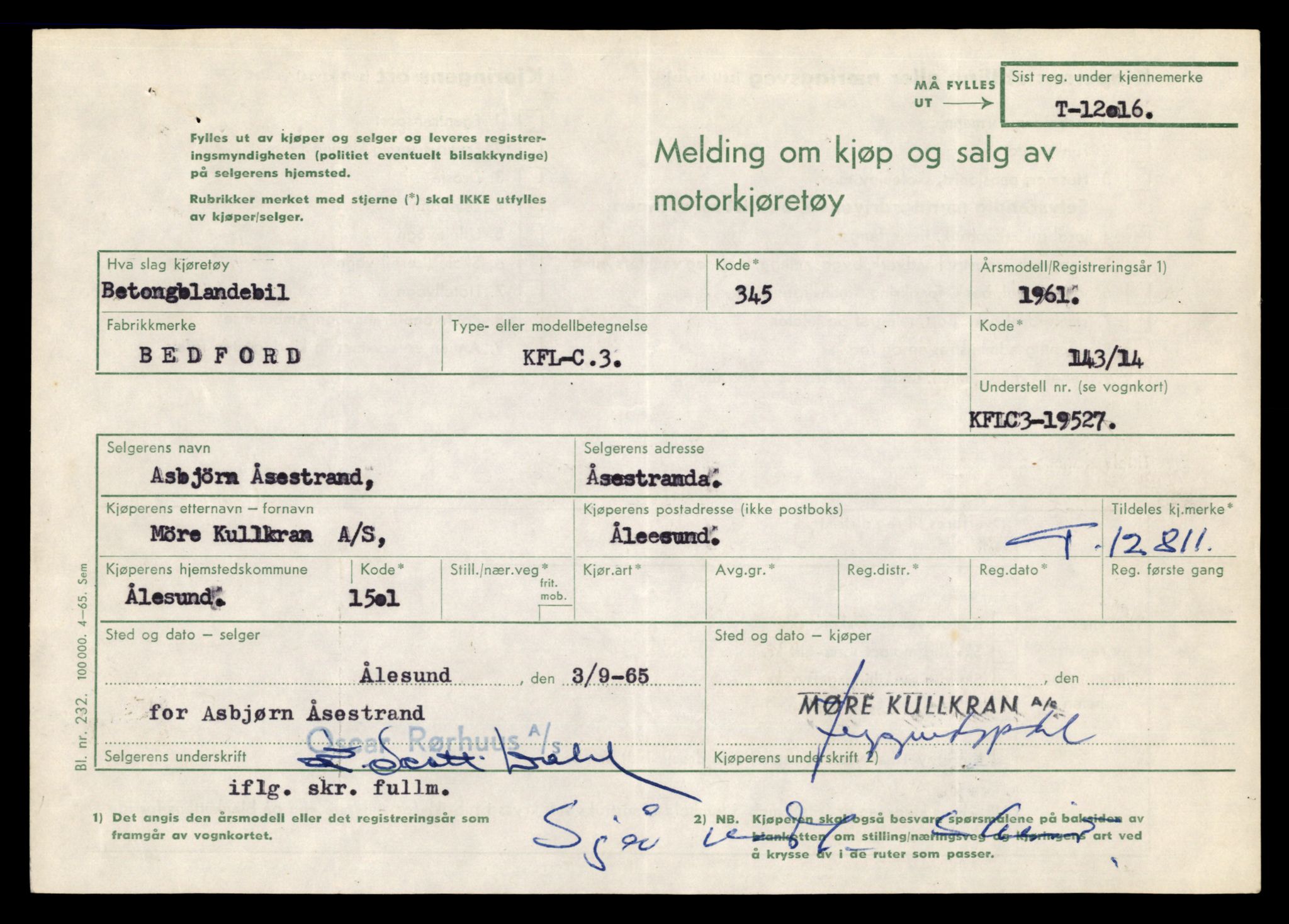 Møre og Romsdal vegkontor - Ålesund trafikkstasjon, AV/SAT-A-4099/F/Fe/L0035: Registreringskort for kjøretøy T 12653 - T 12829, 1927-1998, p. 3048