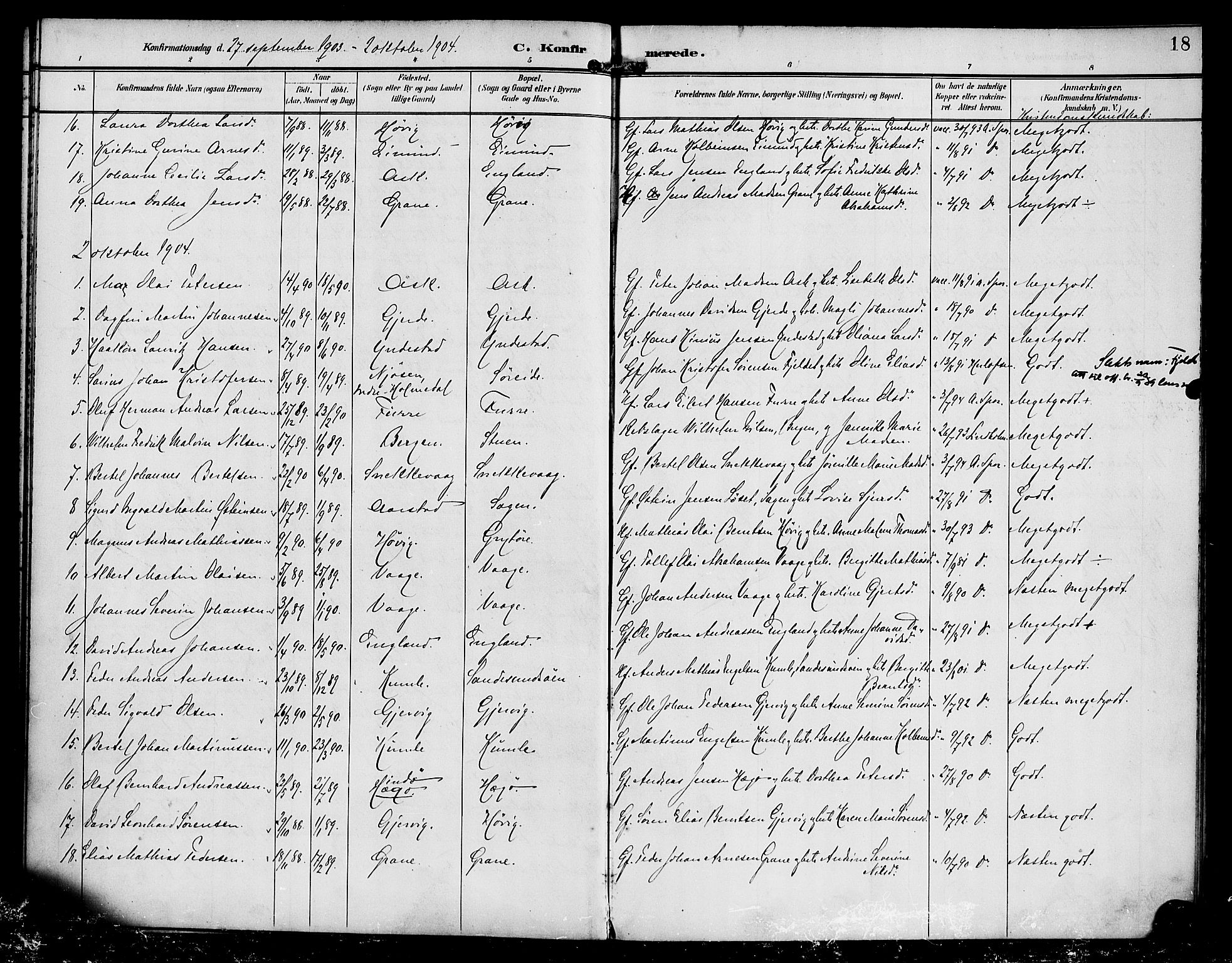 Askvoll sokneprestembete, AV/SAB-A-79501/H/Haa/Haab/L0001: Parish register (official) no. B 1, 1896-1920, p. 18