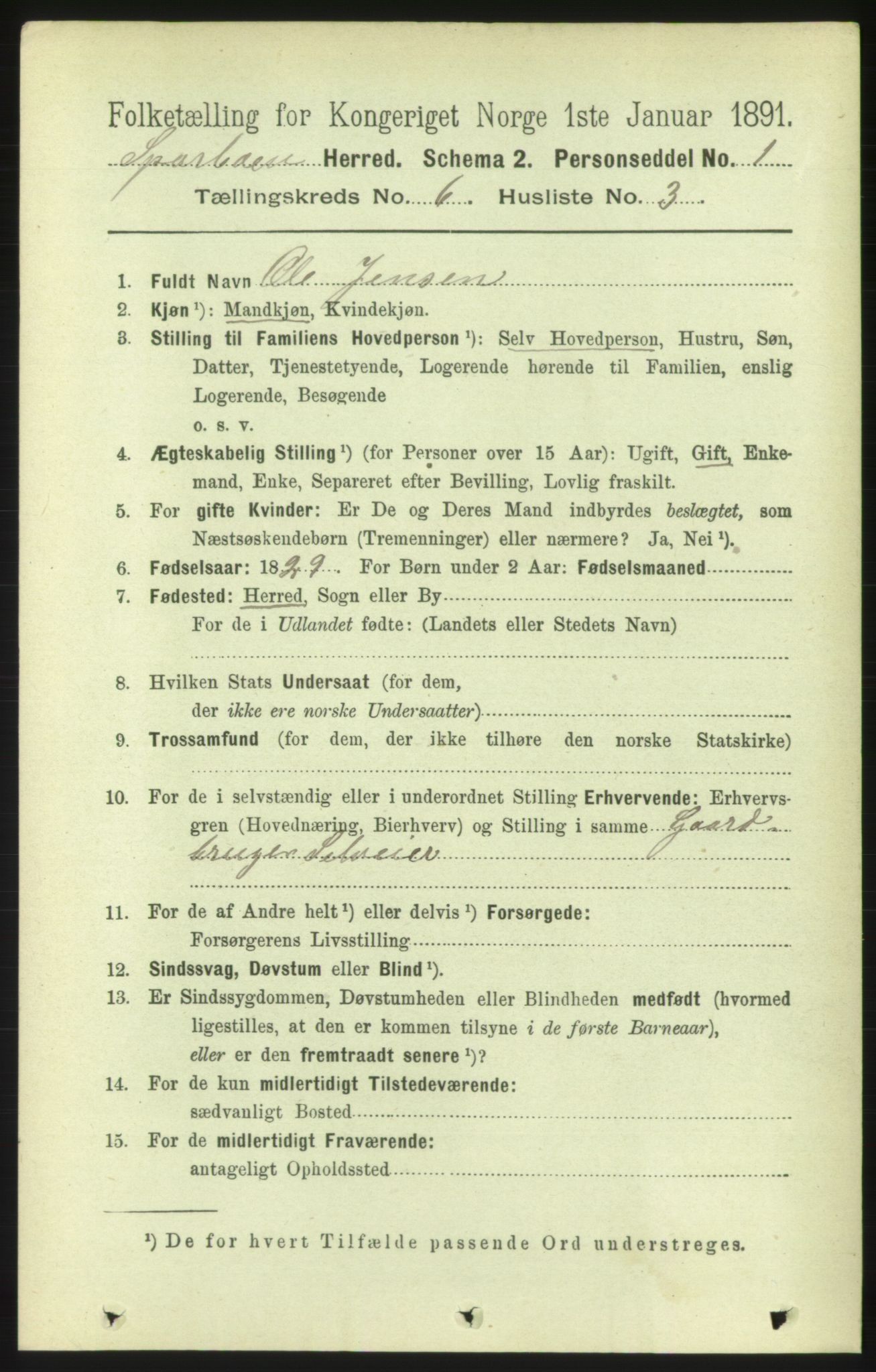 RA, 1891 census for 1731 Sparbu, 1891, p. 2165