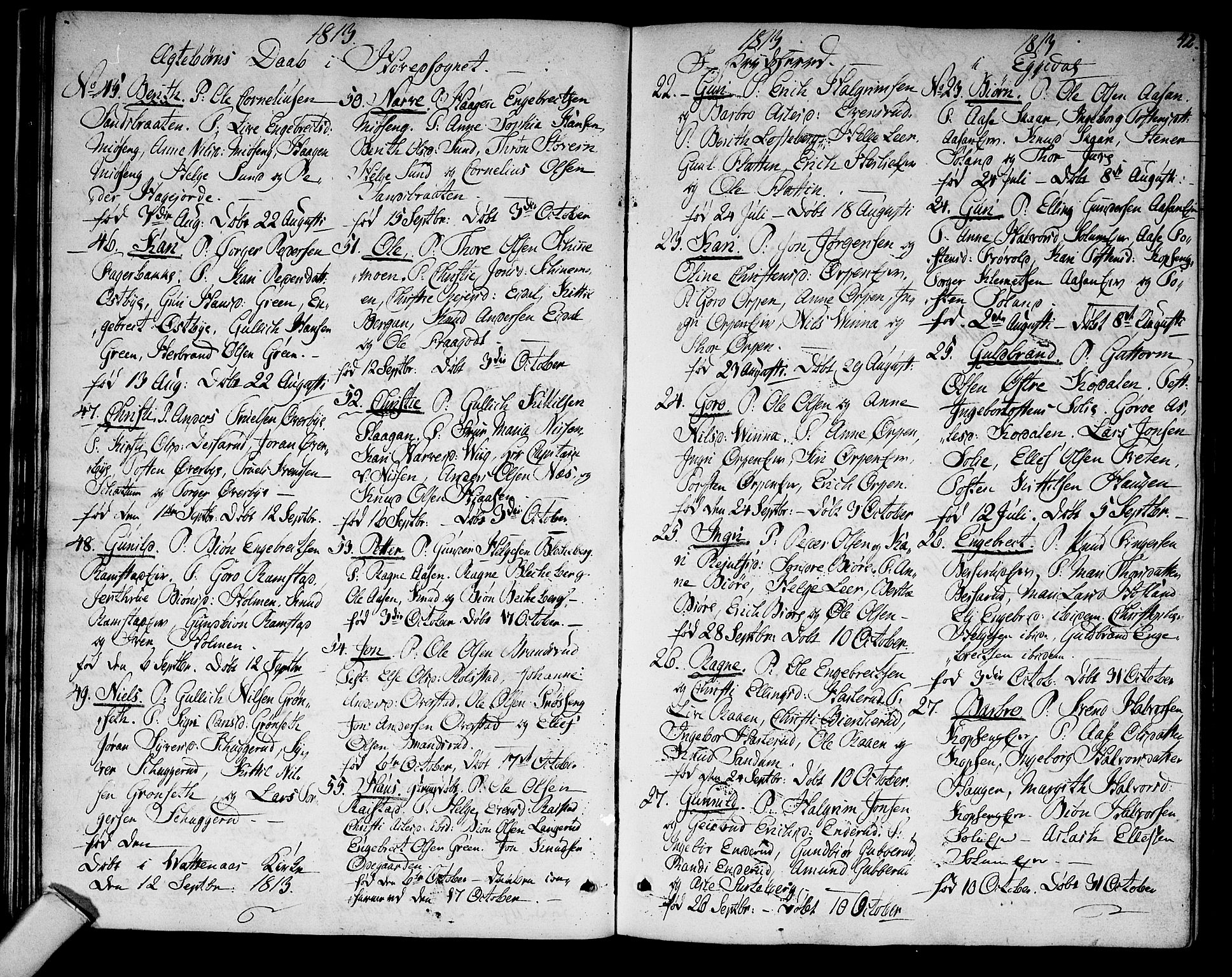 Sigdal kirkebøker, AV/SAKO-A-245/F/Fa/L0004: Parish register (official) no. I 4, 1812-1815, p. 42