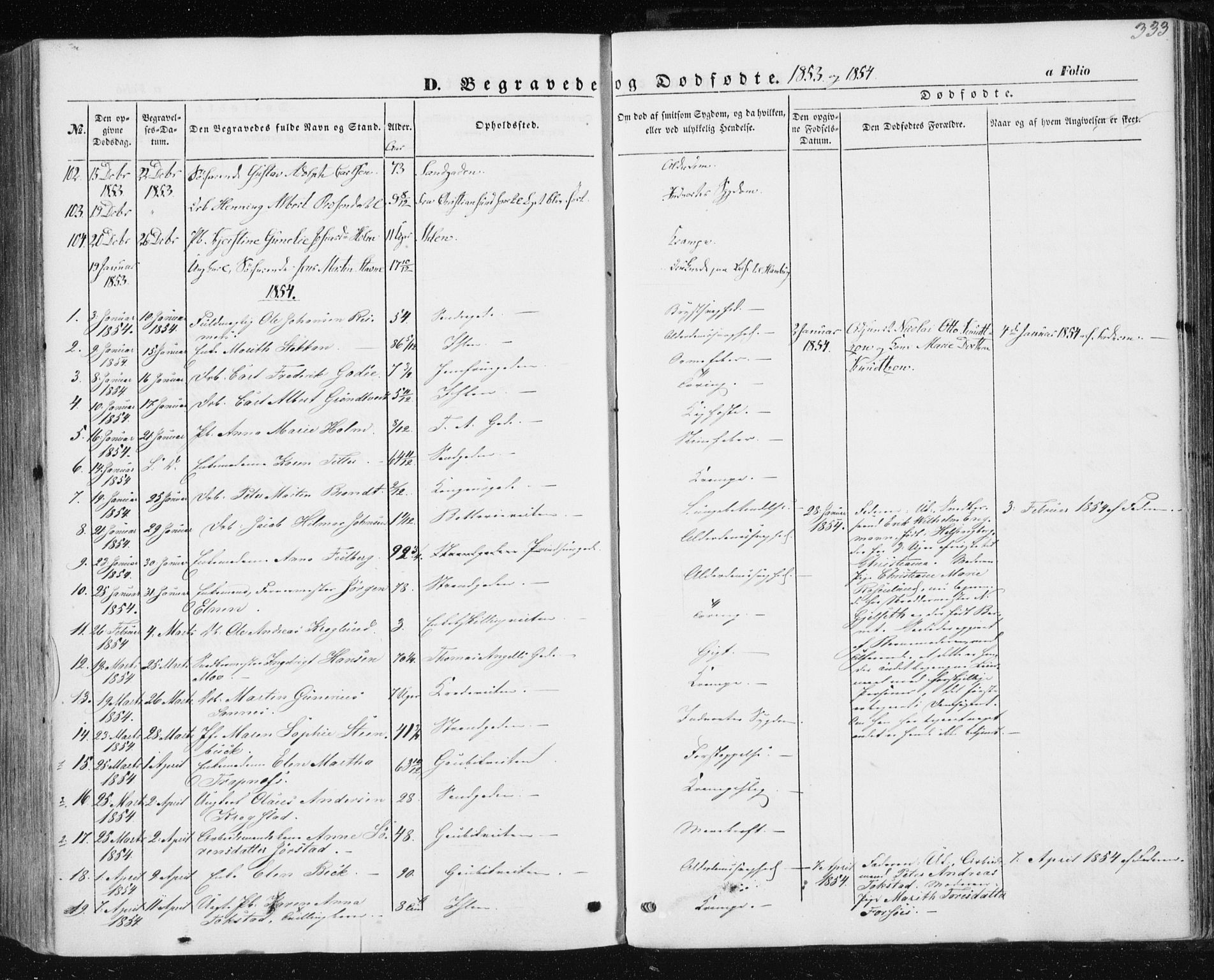 Ministerialprotokoller, klokkerbøker og fødselsregistre - Sør-Trøndelag, SAT/A-1456/602/L0112: Parish register (official) no. 602A10, 1848-1859, p. 333