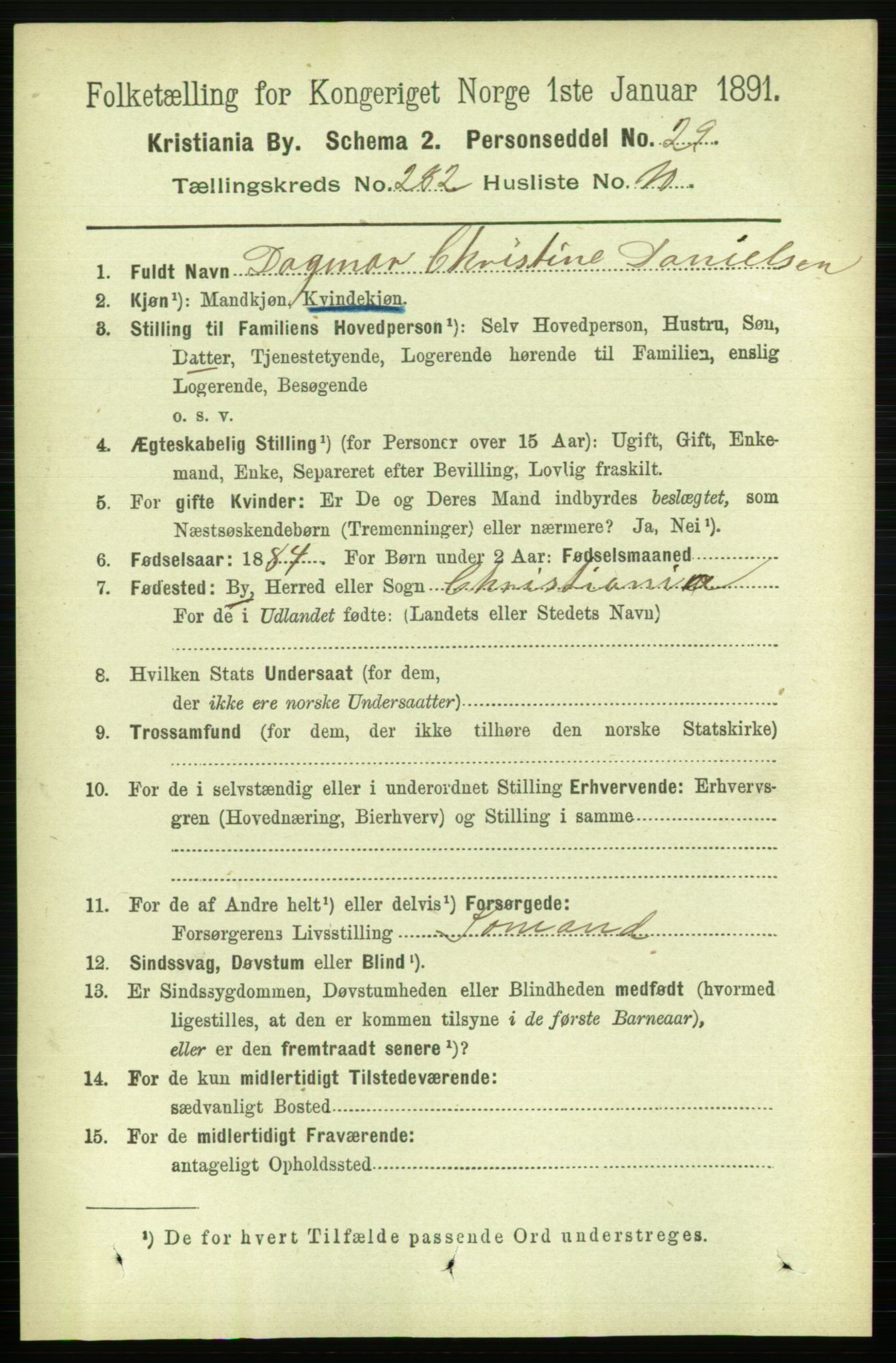RA, 1891 census for 0301 Kristiania, 1891, p. 171911
