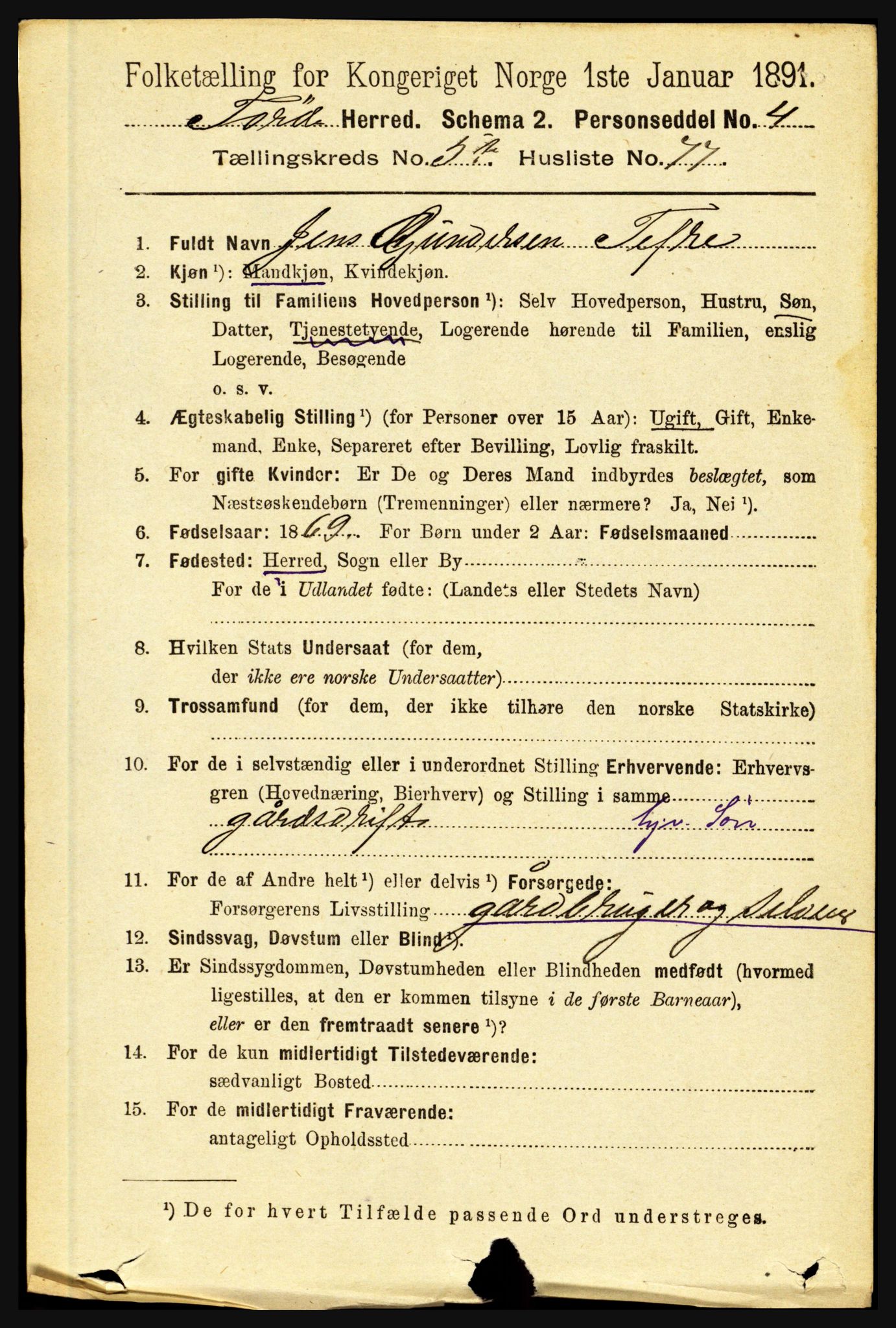 RA, 1891 census for 1432 Førde, 1891, p. 1888