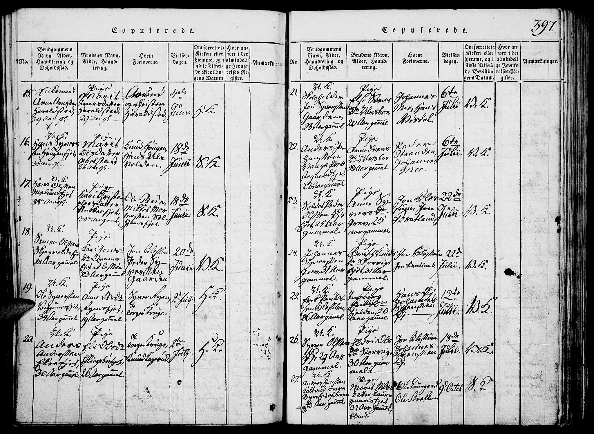 Vågå prestekontor, SAH/PREST-076/H/Ha/Hab/L0001: Parish register (copy) no. 1, 1815-1827, p. 396-397