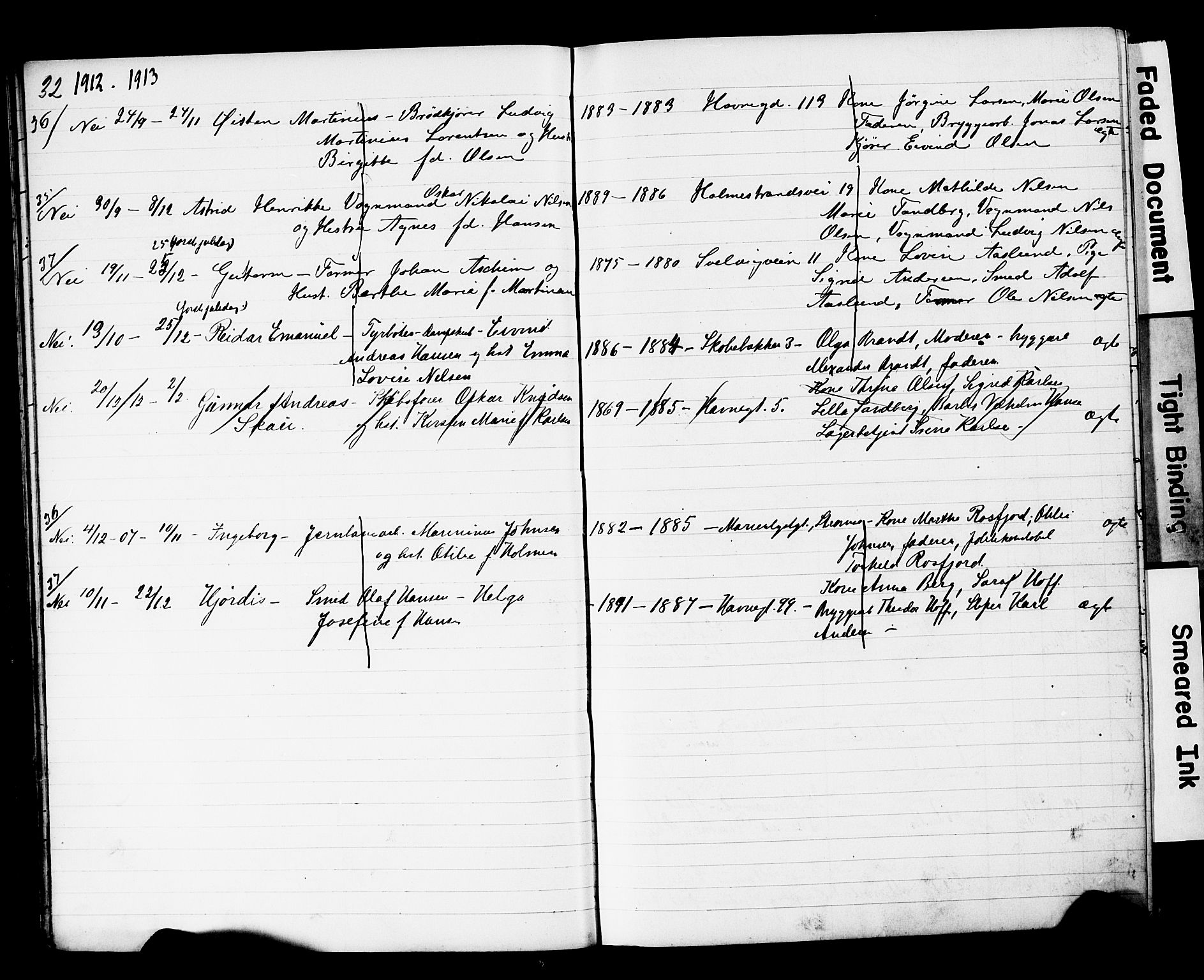 Strømsø kirkebøker, AV/SAKO-A-246/Y/Yb/L0002: Parish register draft no. II 2, 1907-1915, p. 32