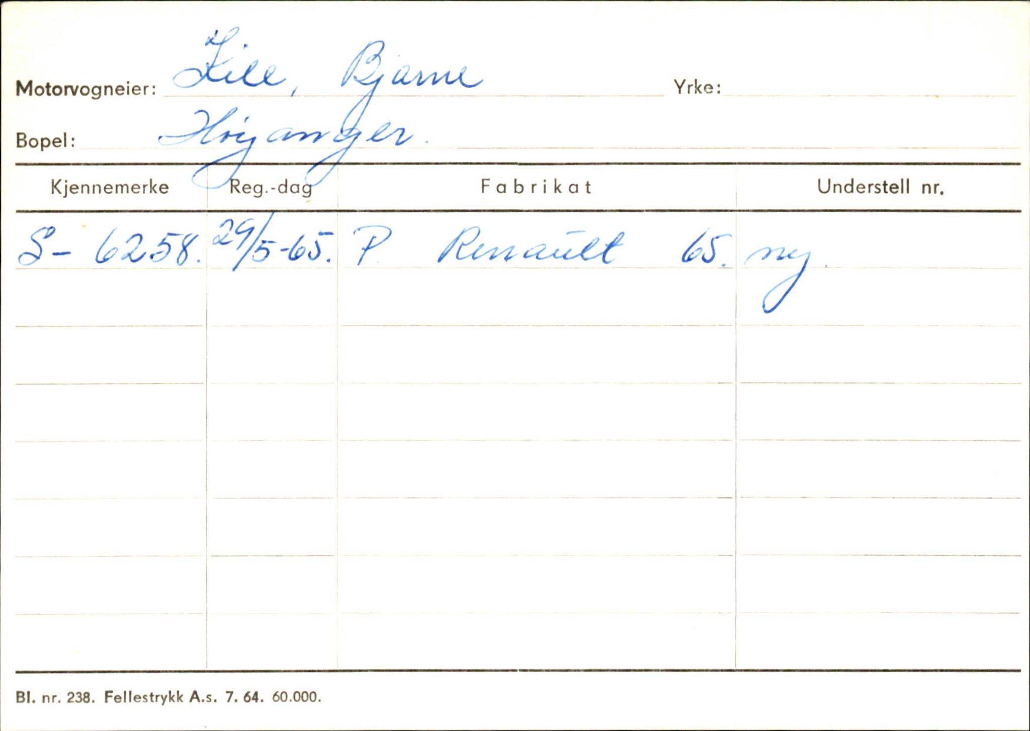 Statens vegvesen, Sogn og Fjordane vegkontor, SAB/A-5301/4/F/L0130: Eigarregister Eid T-Å. Høyanger A-O, 1945-1975, p. 1709