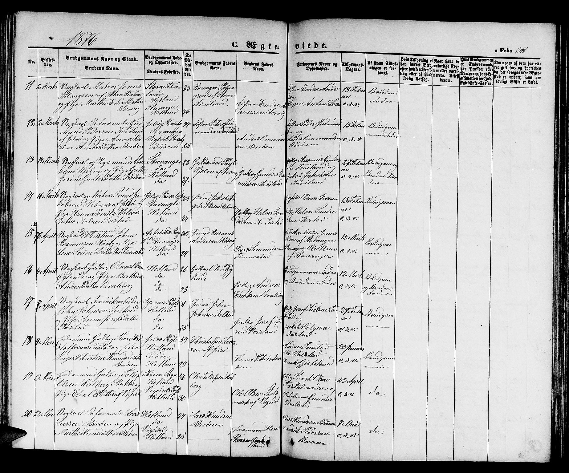 Hetland sokneprestkontor, SAST/A-101826/30/30BB/L0003: Parish register (copy) no. B 3, 1863-1877, p. 310