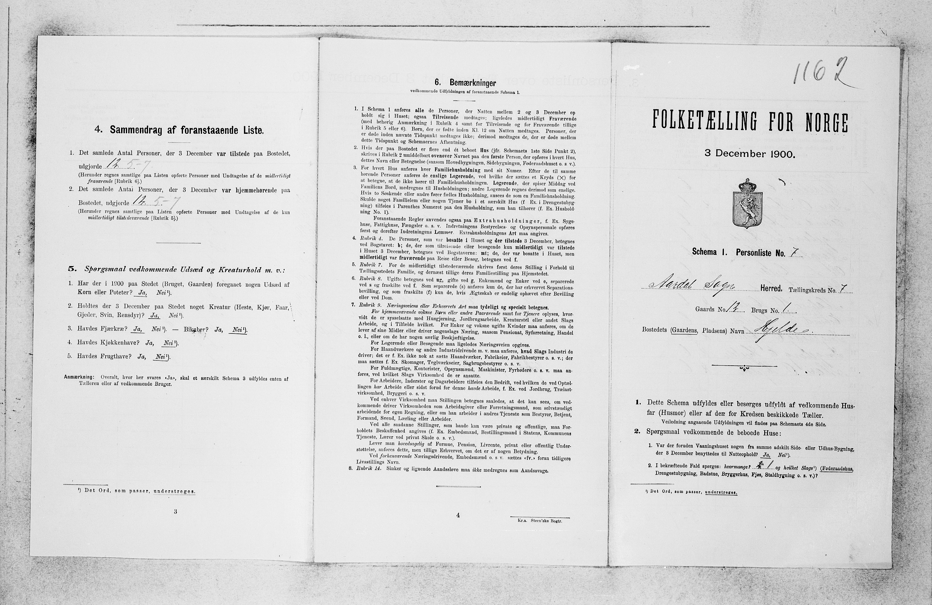 SAB, 1900 census for Årdal, 1900, p. 395