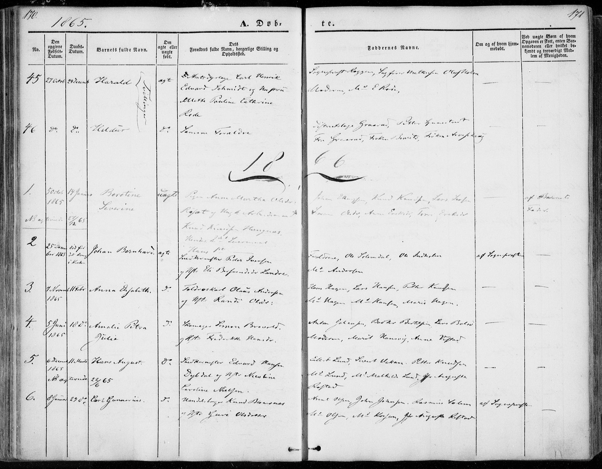 Ministerialprotokoller, klokkerbøker og fødselsregistre - Møre og Romsdal, SAT/A-1454/558/L0689: Parish register (official) no. 558A03, 1843-1872, p. 170-171