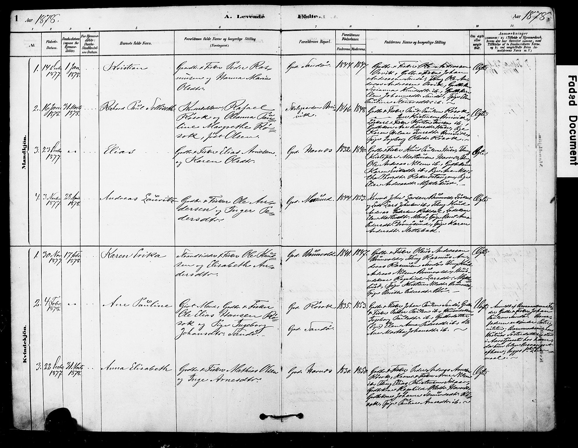 Ministerialprotokoller, klokkerbøker og fødselsregistre - Møre og Romsdal, AV/SAT-A-1454/561/L0729: Parish register (official) no. 561A03, 1878-1900, p. 1