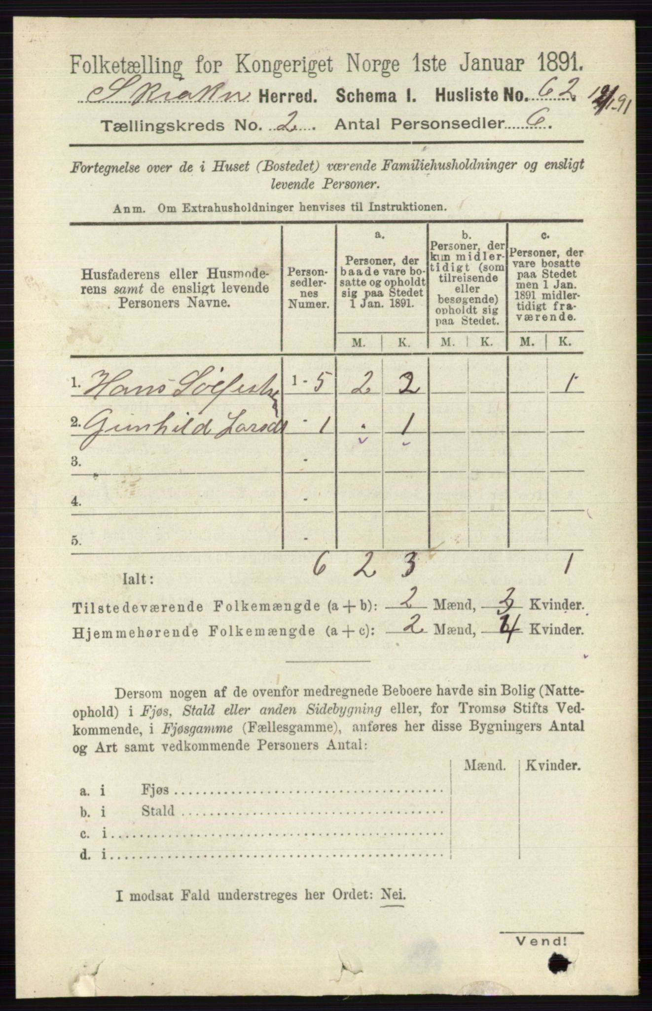 RA, 1891 census for 0513 Skjåk, 1891, p. 535