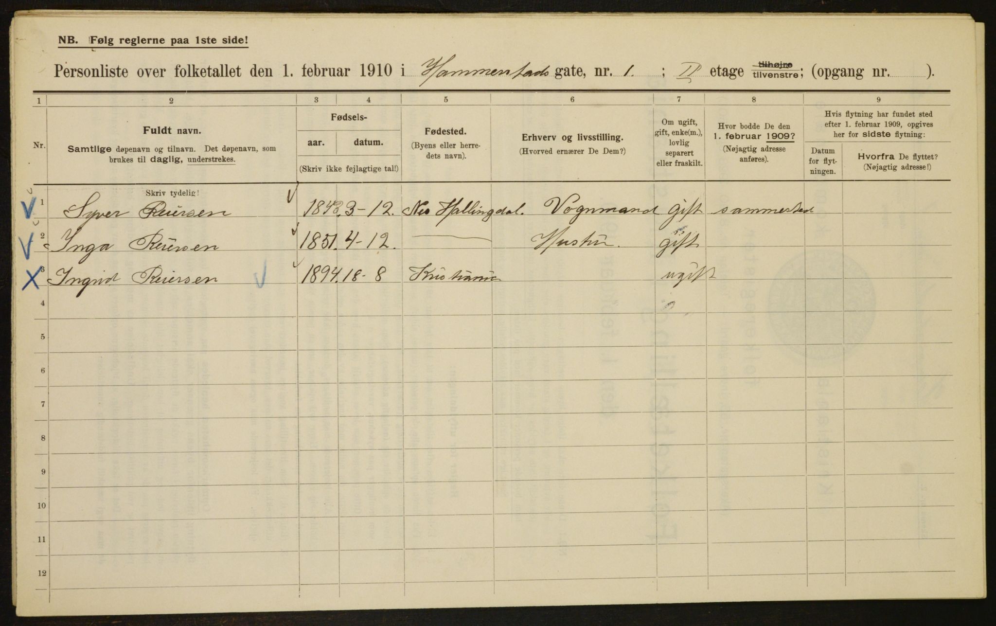 OBA, Municipal Census 1910 for Kristiania, 1910, p. 32378