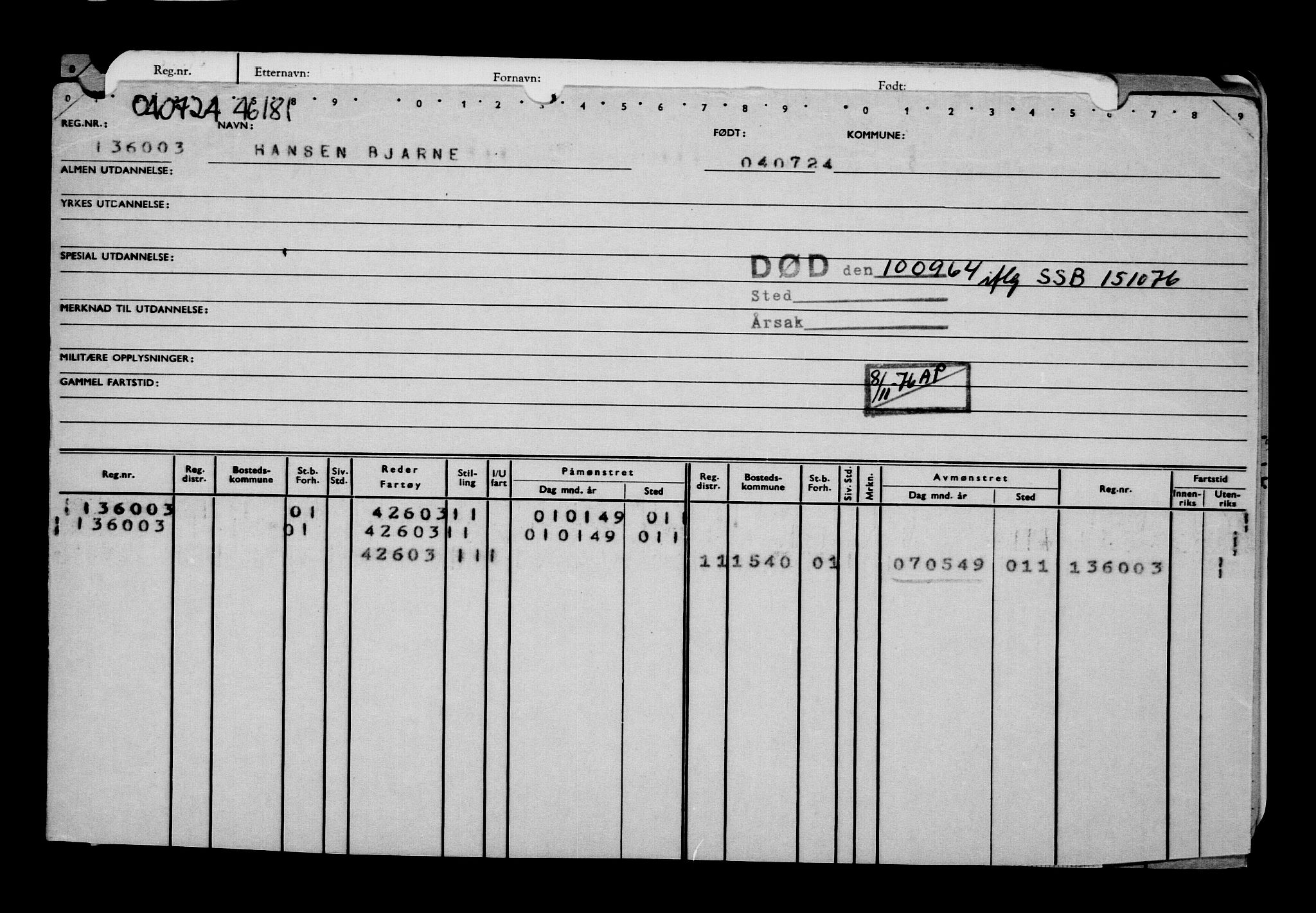 Direktoratet for sjømenn, AV/RA-S-3545/G/Gb/L0233: Hovedkort, 1924, p. 390