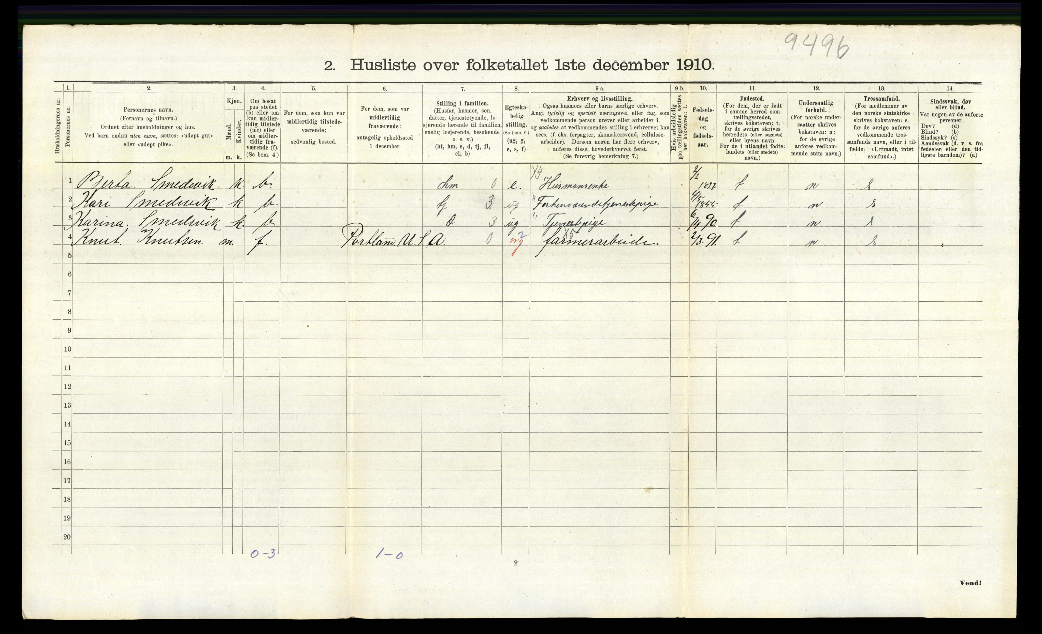 RA, 1910 census for Jelsa, 1910, p. 818