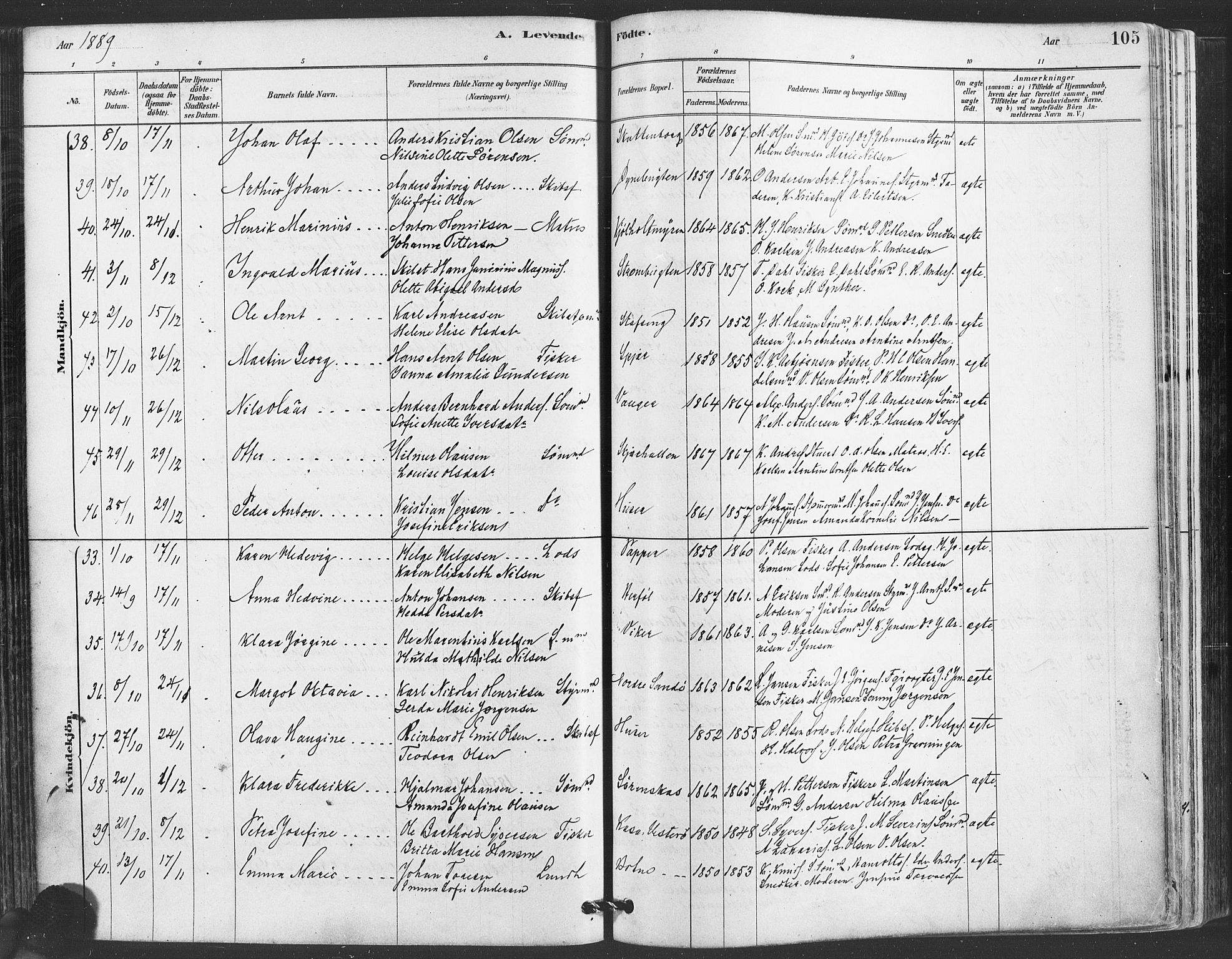 Hvaler prestekontor Kirkebøker, SAO/A-2001/F/Fa/L0008: Parish register (official) no. I 8, 1878-1895, p. 105