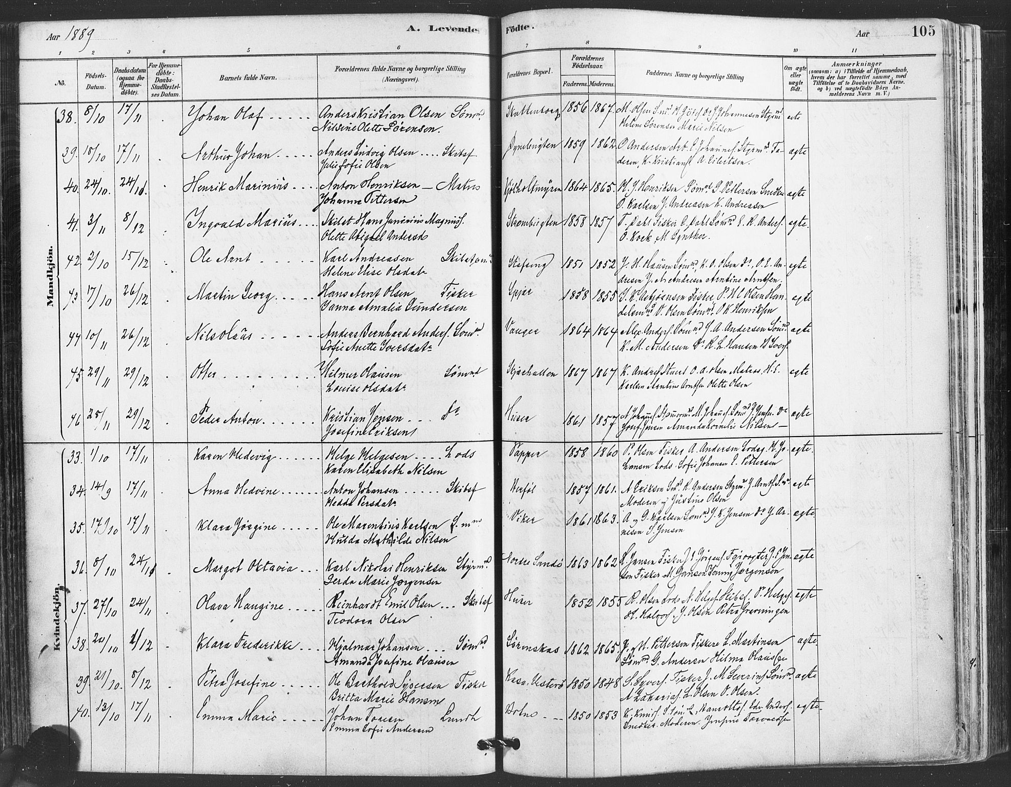 Hvaler prestekontor Kirkebøker, AV/SAO-A-2001/F/Fa/L0008: Parish register (official) no. I 8, 1878-1895, p. 105