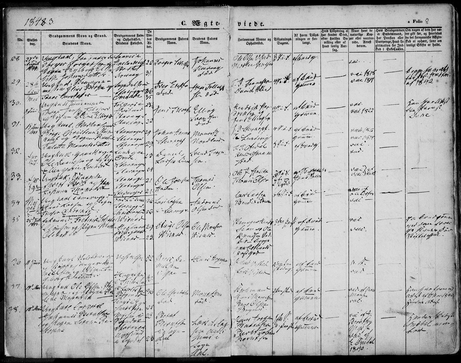 Domkirken sokneprestkontor, AV/SAST-A-101812/001/30/30BA/L0015: Parish register (official) no. A 14, 1842-1857, p. 8