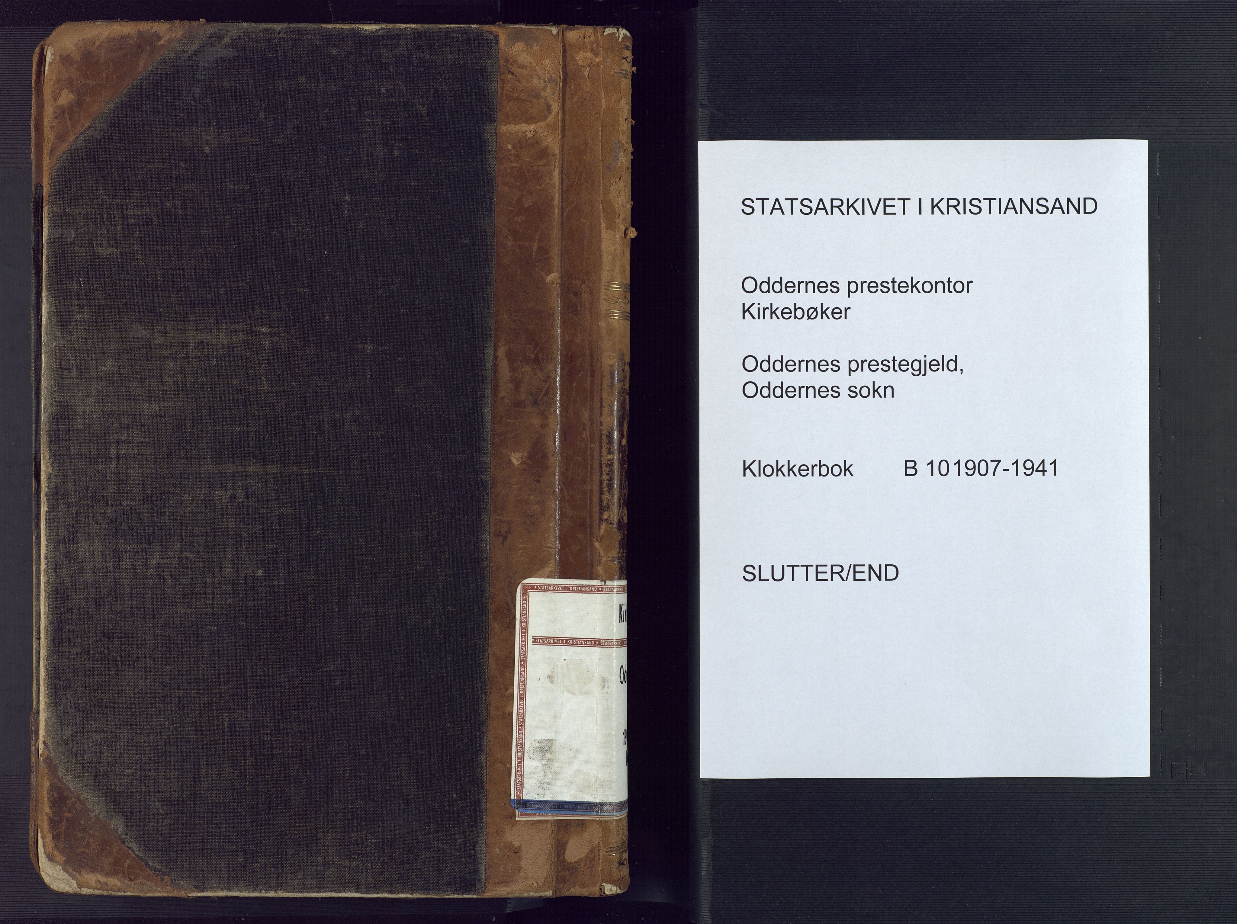 Oddernes sokneprestkontor, AV/SAK-1111-0033/F/Fb/Fba/L0010: Parish register (copy) no. B 10, 1907-1941