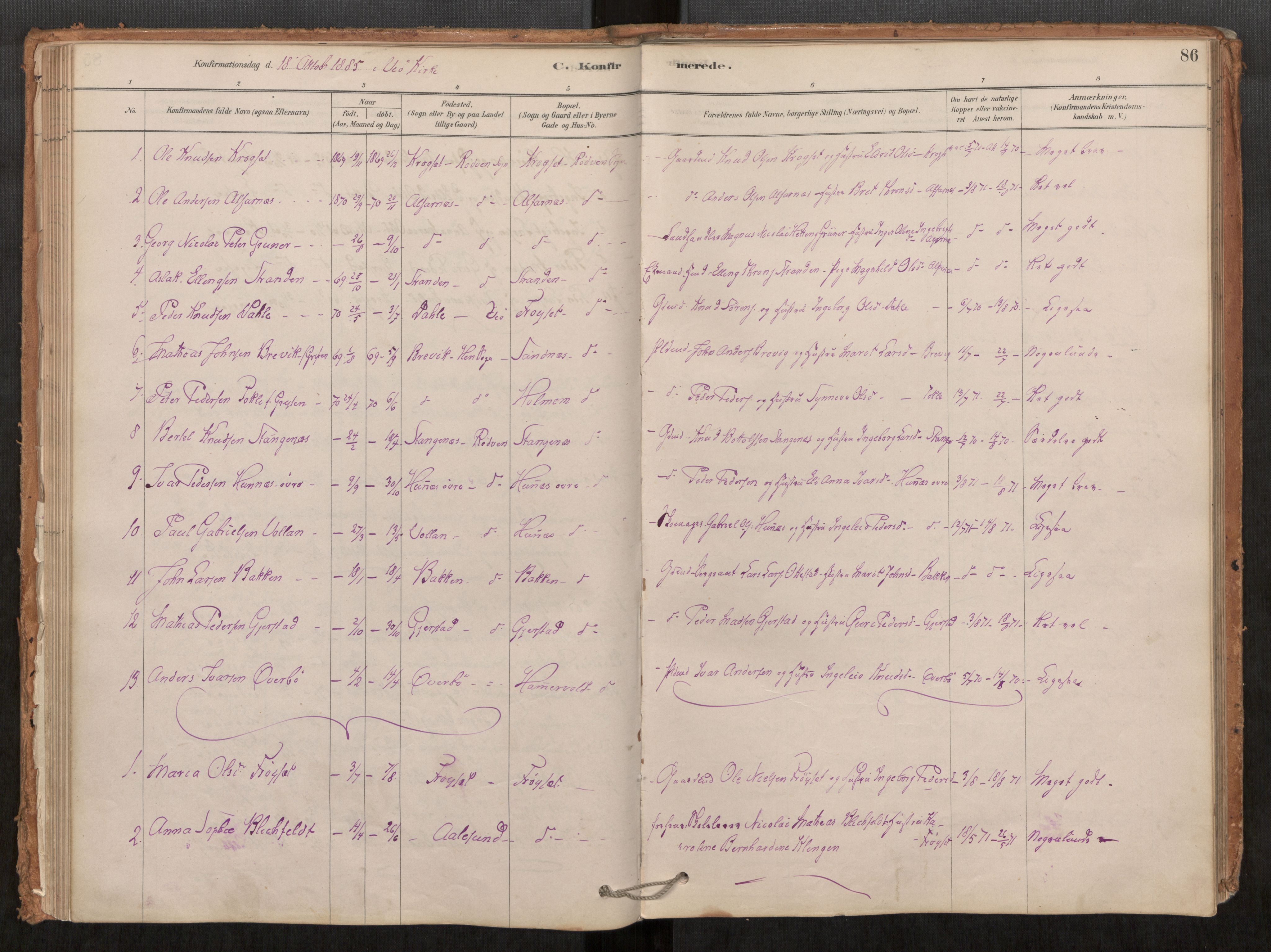 Ministerialprotokoller, klokkerbøker og fødselsregistre - Møre og Romsdal, AV/SAT-A-1454/548/L0615: Parish register (official) no. 548A02, 1878-1906, p. 86