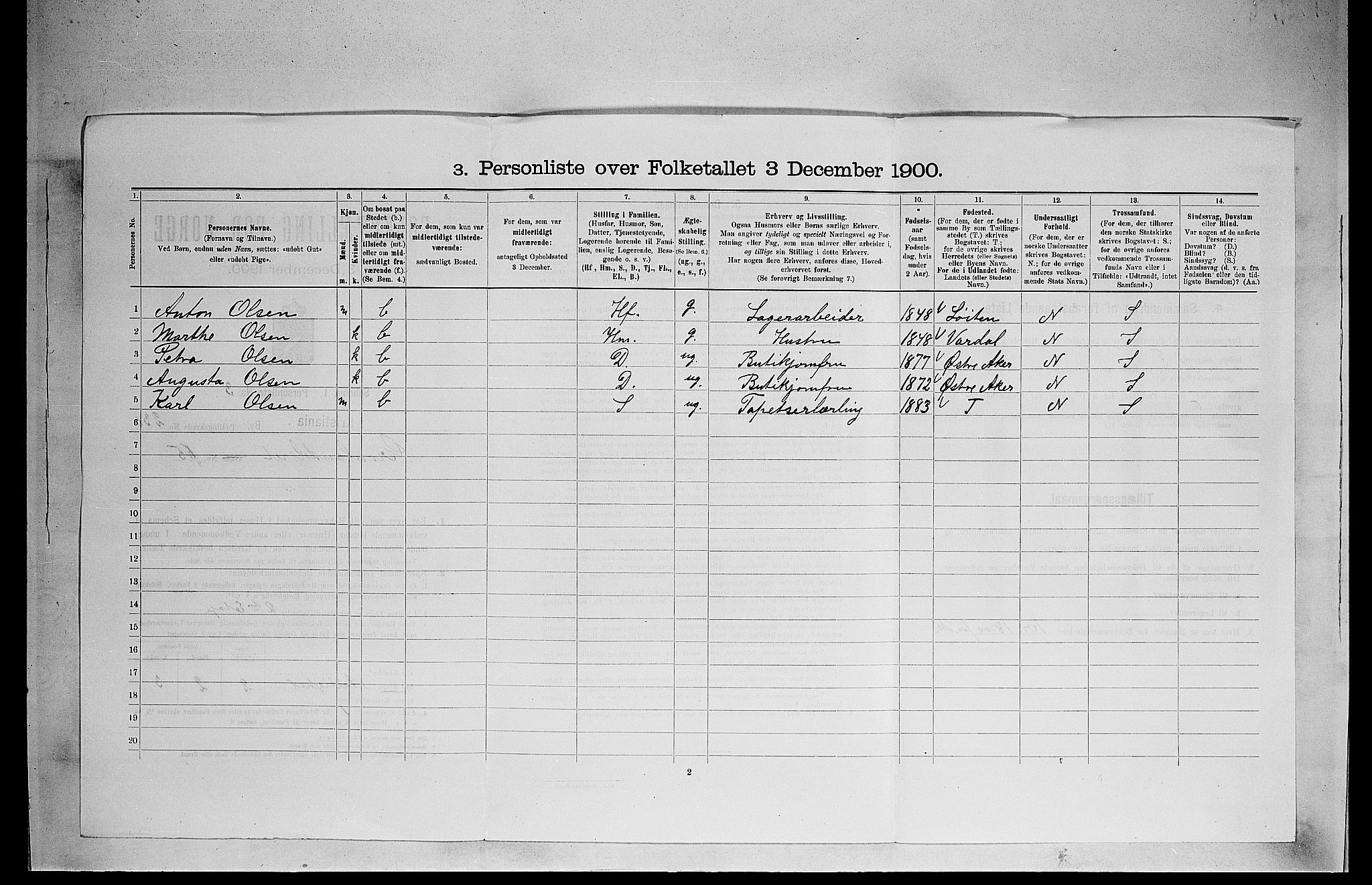 SAO, 1900 census for Kristiania, 1900, p. 30500