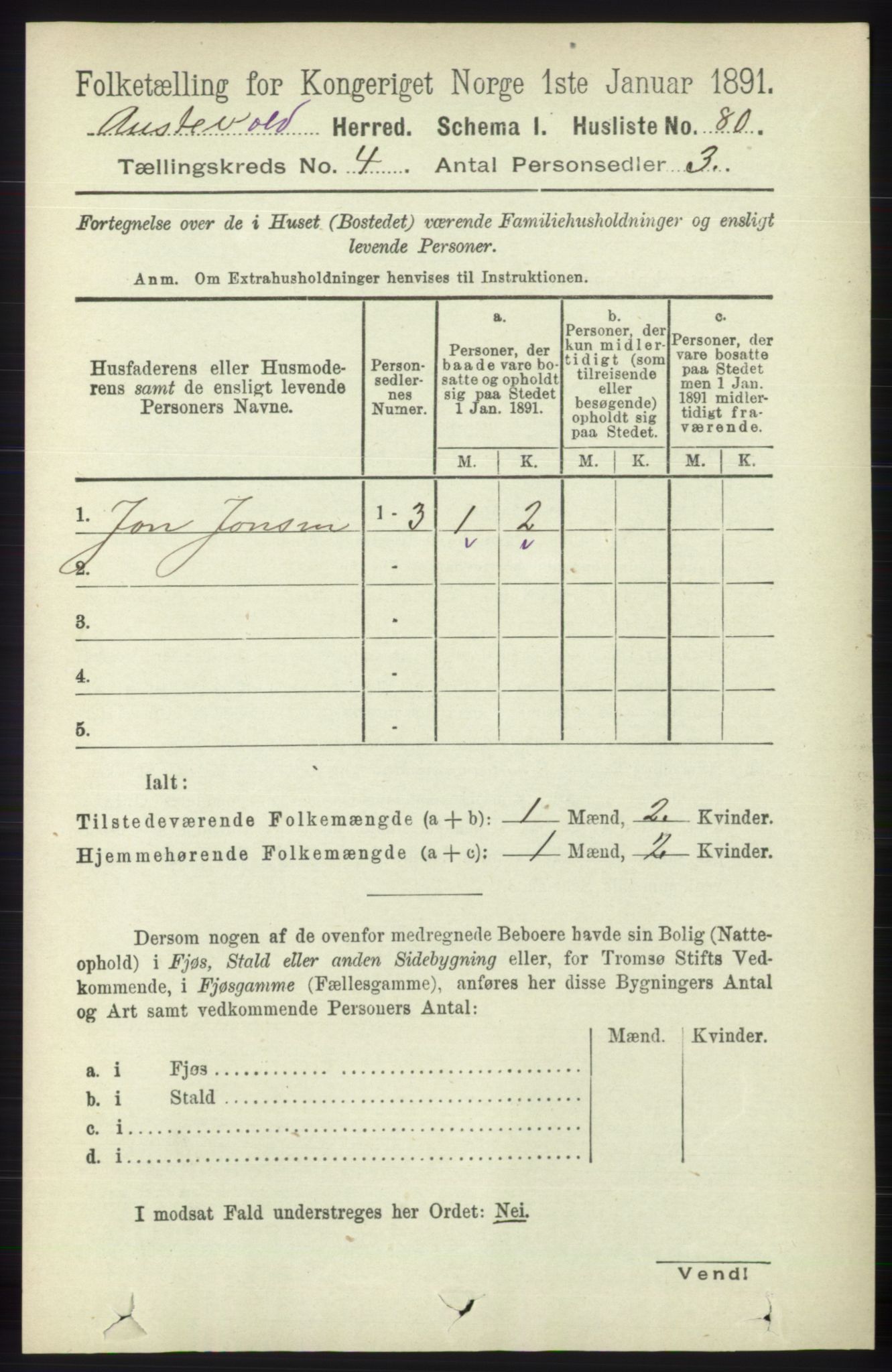 RA, 1891 census for 1244 Austevoll, 1891, p. 1410