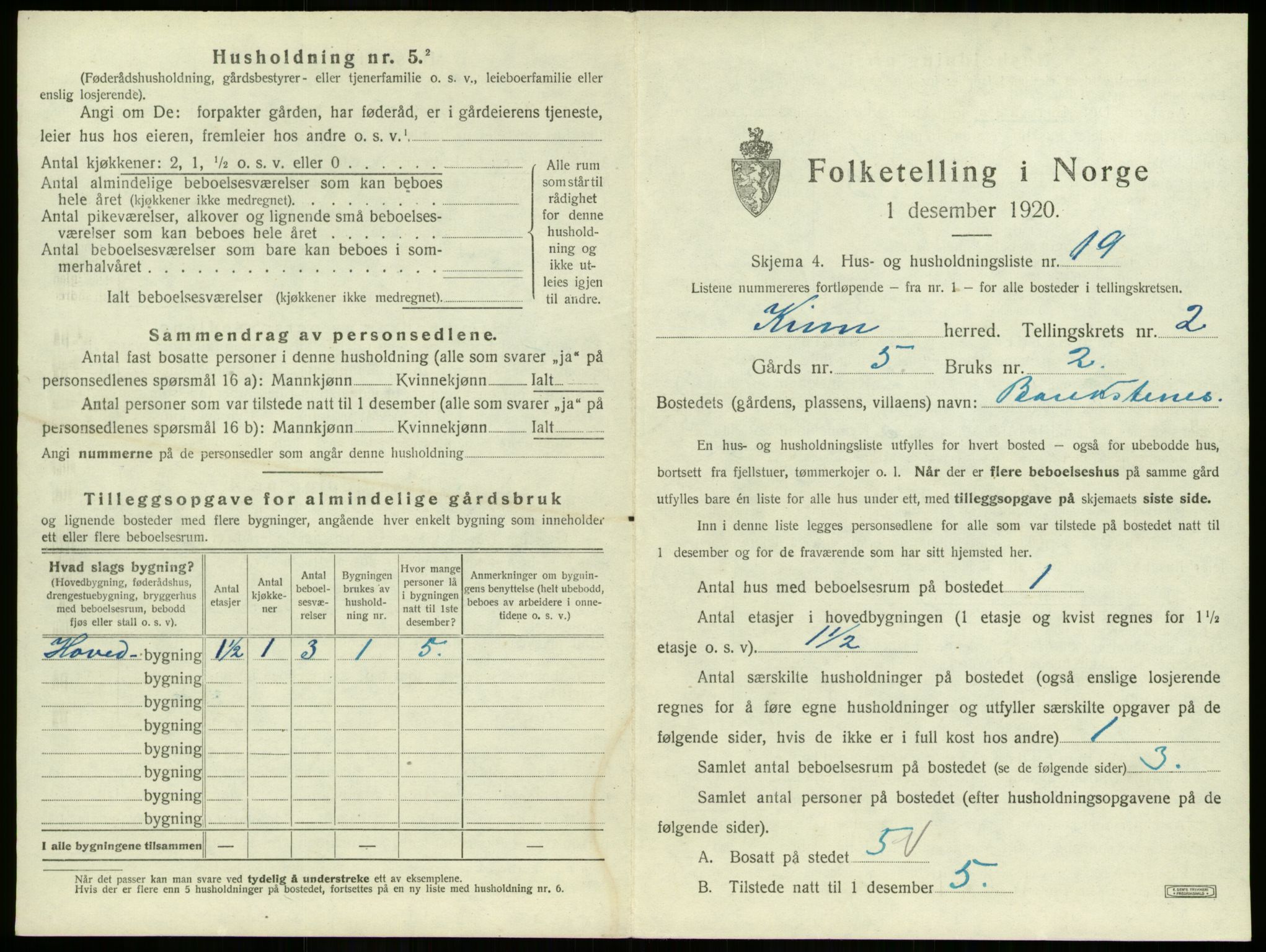 SAB, 1920 census for Kinn, 1920, p. 169