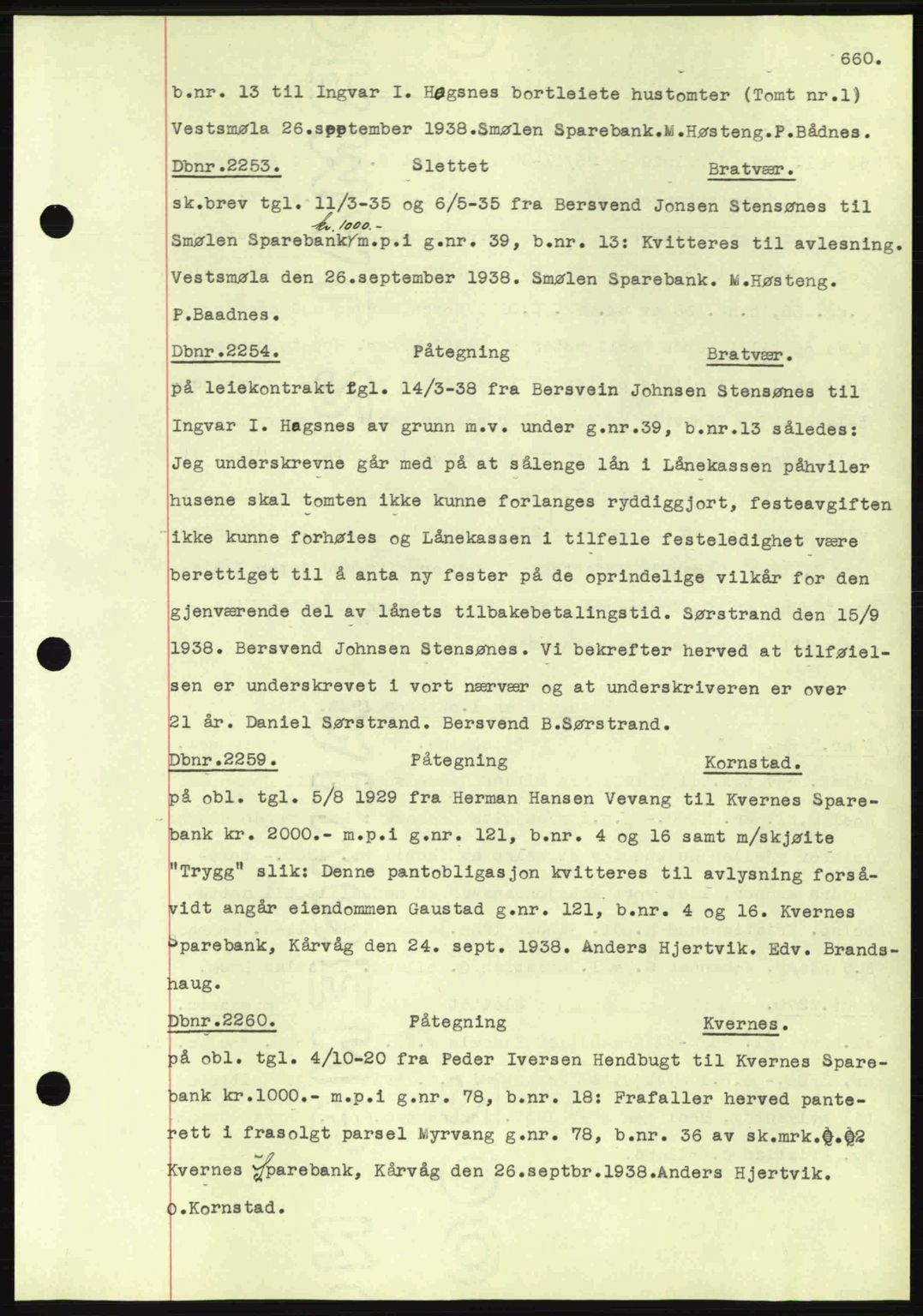 Nordmøre sorenskriveri, AV/SAT-A-4132/1/2/2Ca: Mortgage book no. C80, 1936-1939, Diary no: : 2253/1938