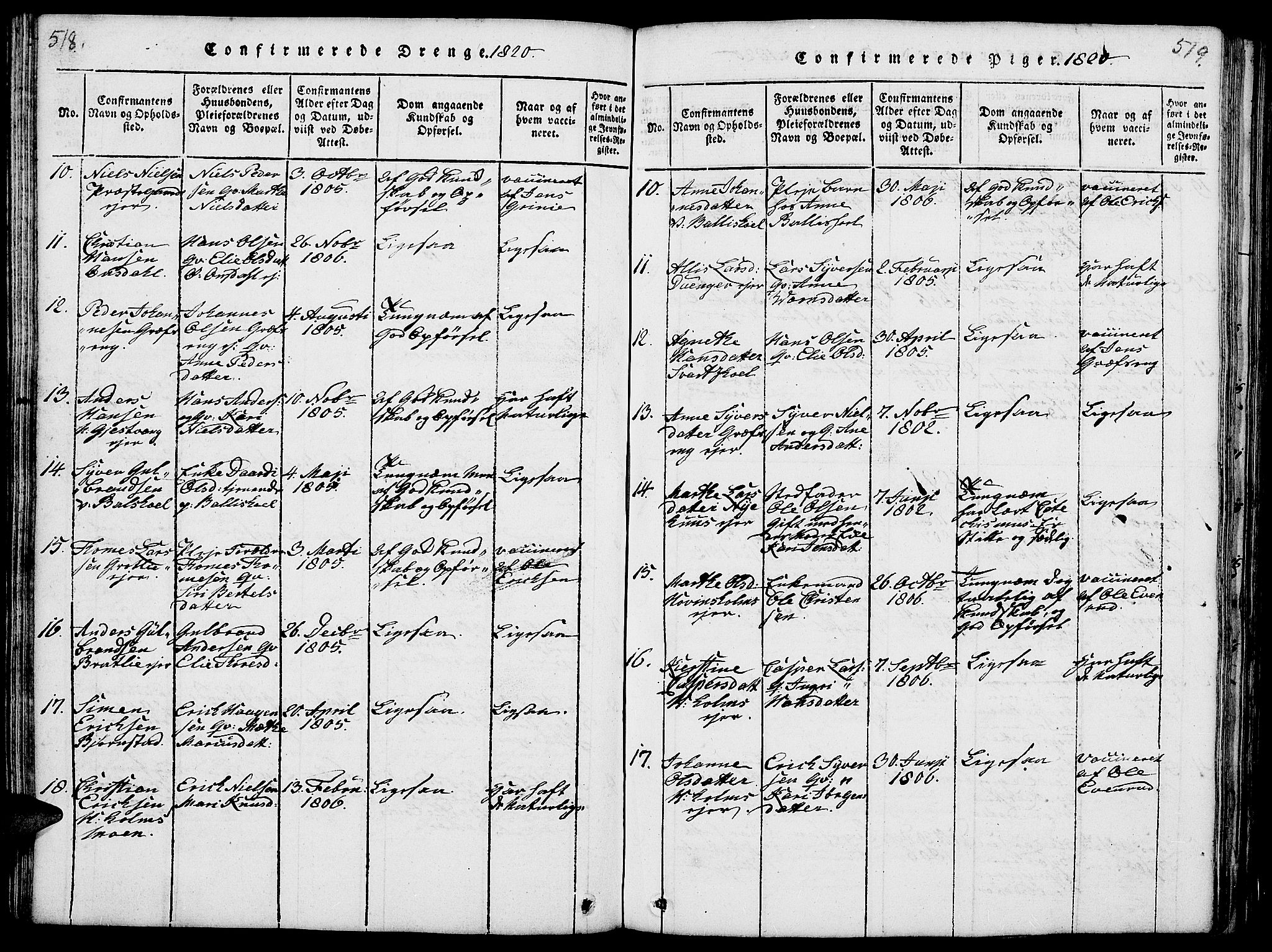 Nes prestekontor, Hedmark, AV/SAH-PREST-020/L/La/L0003: Parish register (copy) no. 3, 1814-1831, p. 518-519