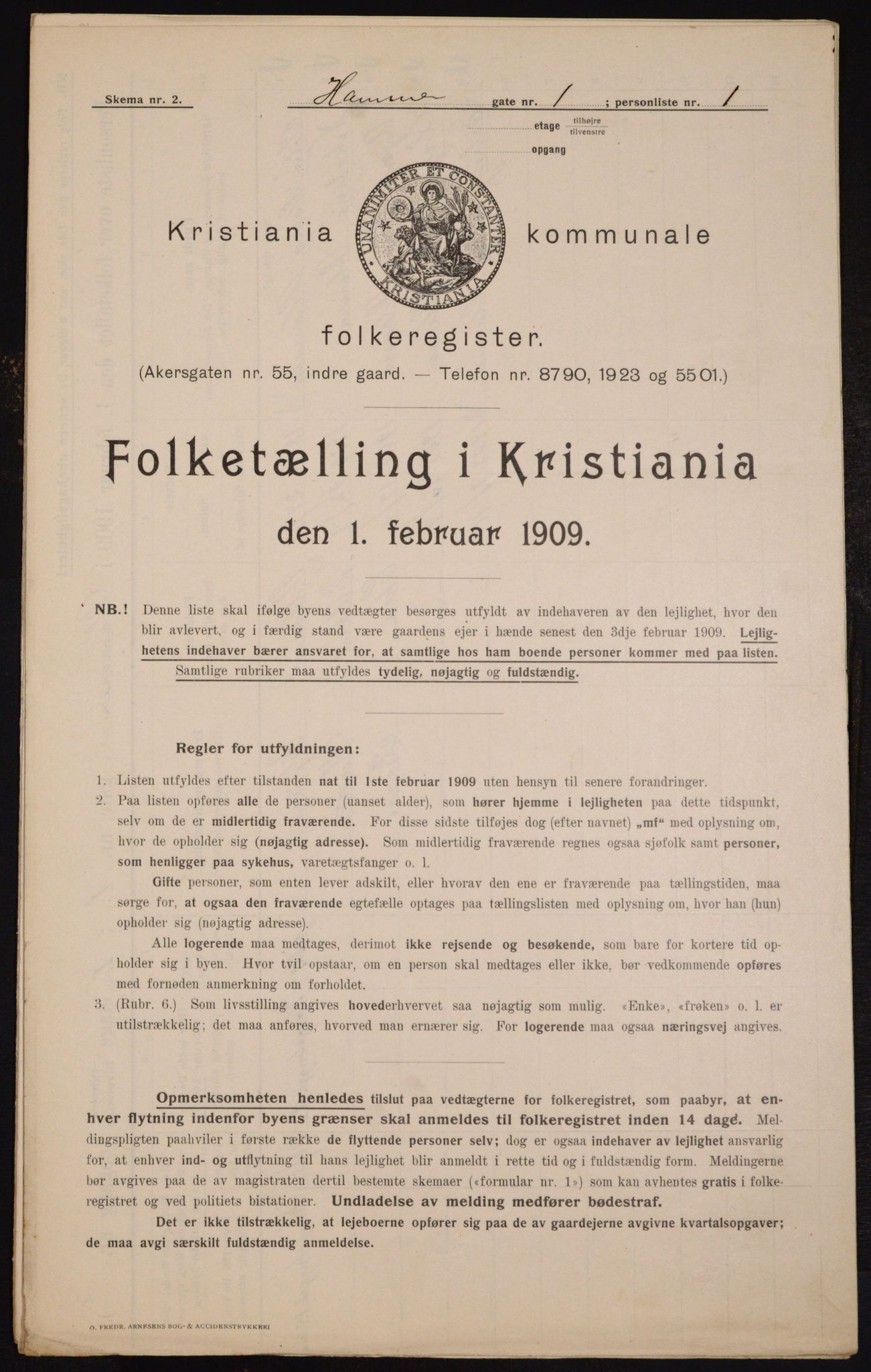 OBA, Municipal Census 1909 for Kristiania, 1909, p. 31093