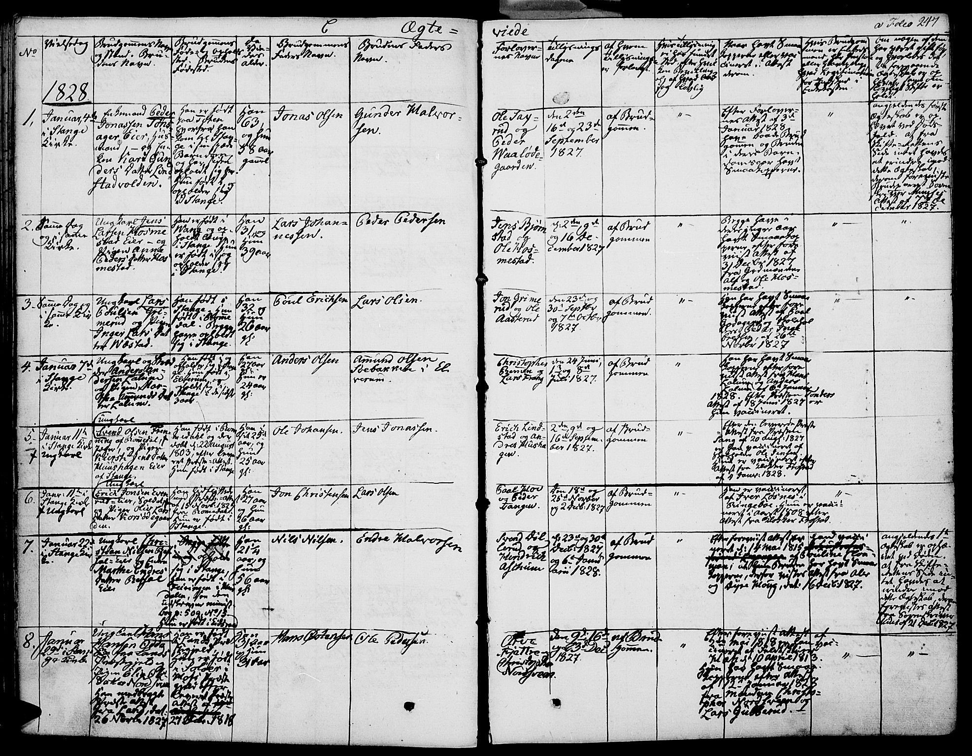 Stange prestekontor, SAH/PREST-002/K/L0009: Parish register (official) no. 9, 1826-1835, p. 247