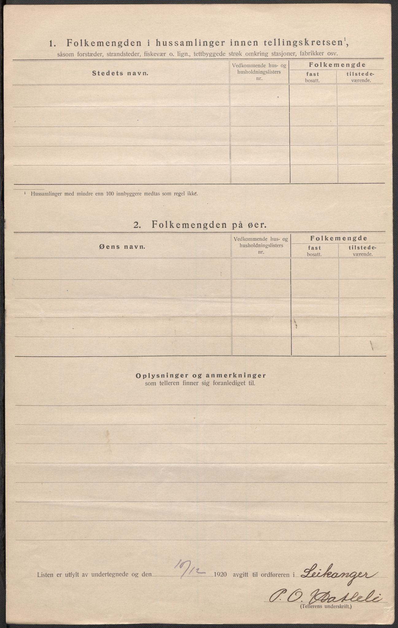 SAB, 1920 census for Leikanger, 1920, p. 27