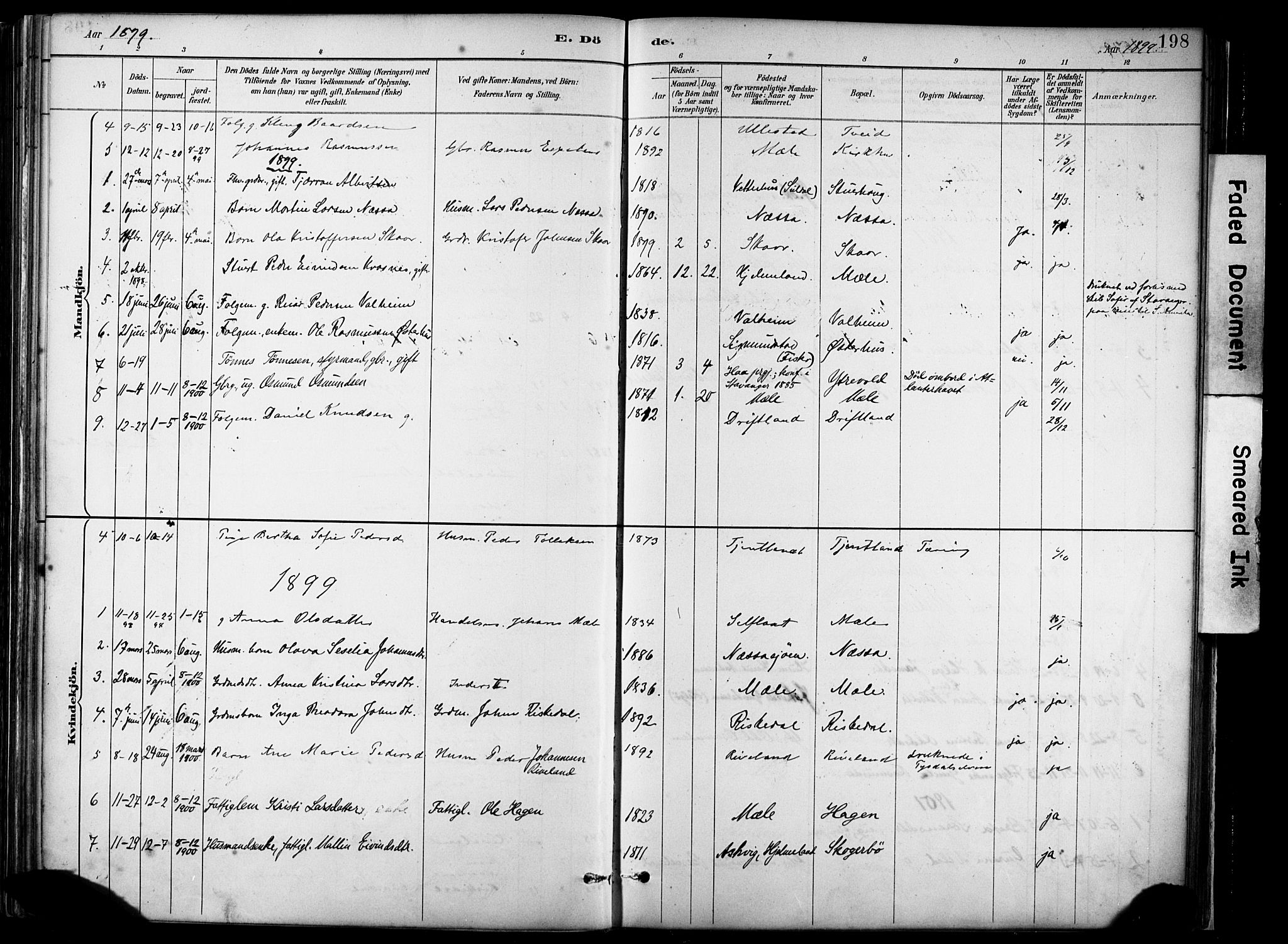 Hjelmeland sokneprestkontor, AV/SAST-A-101843/02/A/L0001: Parish register (official) no. A 16, 1887-1926, p. 198