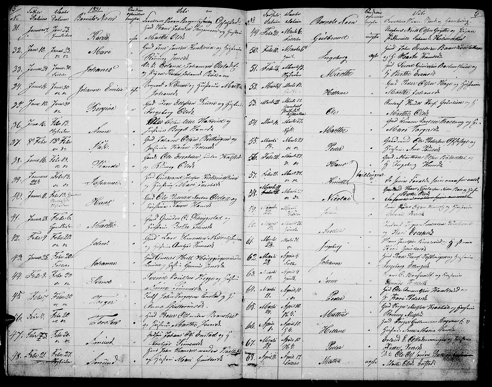Gausdal prestekontor, SAH/PREST-090/H/Ha/Hab/L0003: Parish register (copy) no. 3, 1829-1864, p. 5-6