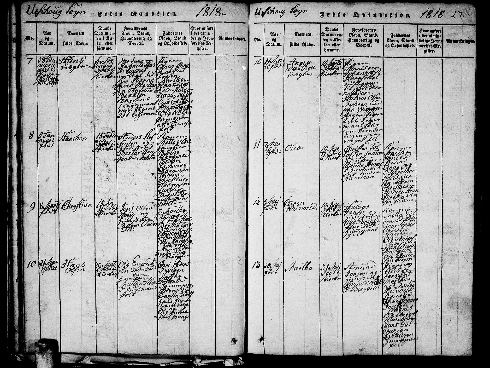 Aurskog prestekontor Kirkebøker, AV/SAO-A-10304a/G/Ga/L0001: Parish register (copy) no. I 1, 1814-1829, p. 27