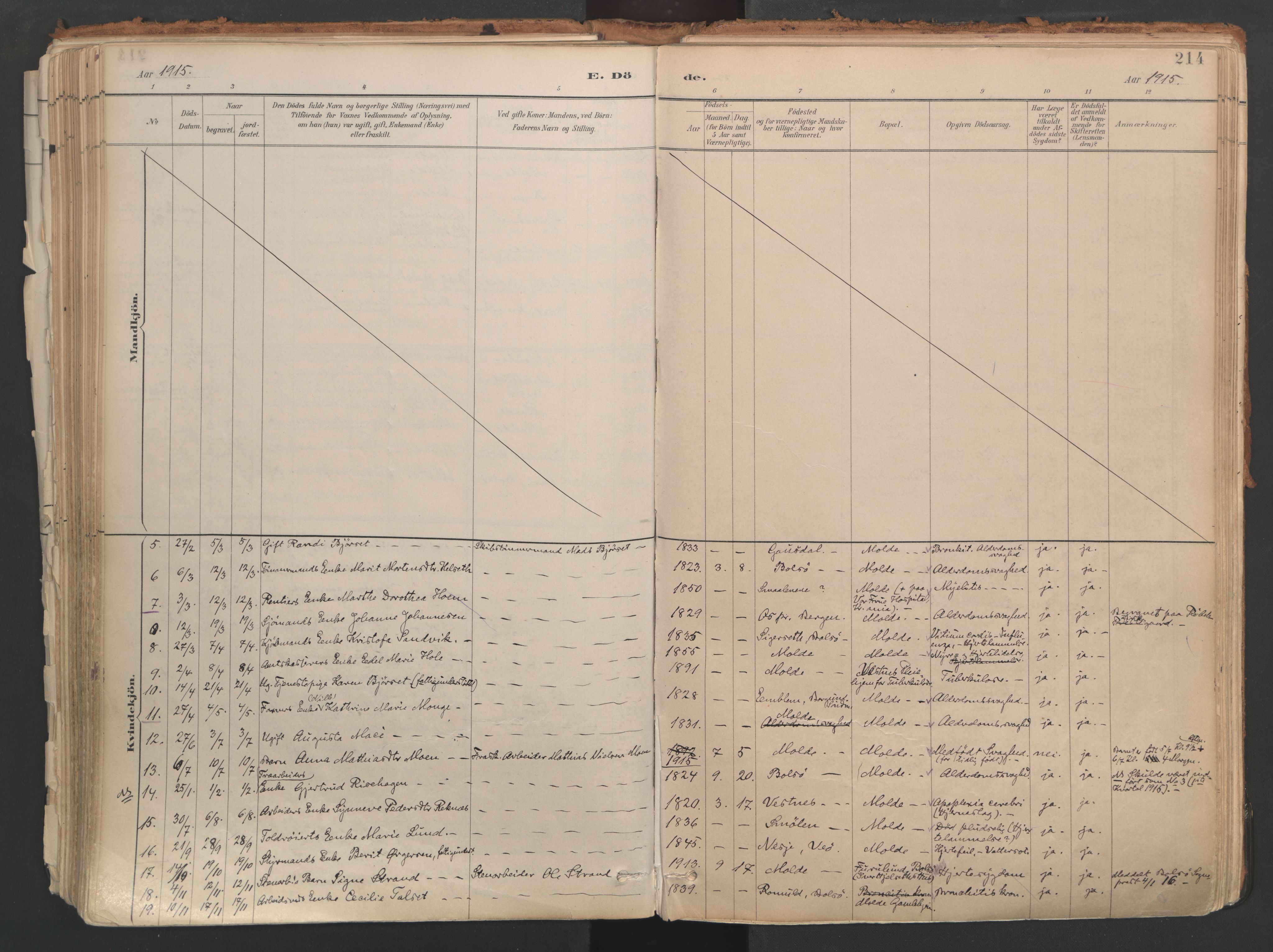 Ministerialprotokoller, klokkerbøker og fødselsregistre - Møre og Romsdal, AV/SAT-A-1454/558/L0692: Parish register (official) no. 558A06, 1887-1971, p. 214