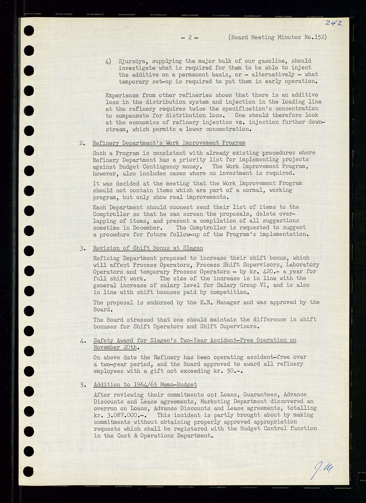 Pa 0982 - Esso Norge A/S, AV/SAST-A-100448/A/Aa/L0001/0004: Den administrerende direksjon Board minutes (styrereferater) / Den administrerende direksjon Board minutes (styrereferater), 1963-1964, p. 21