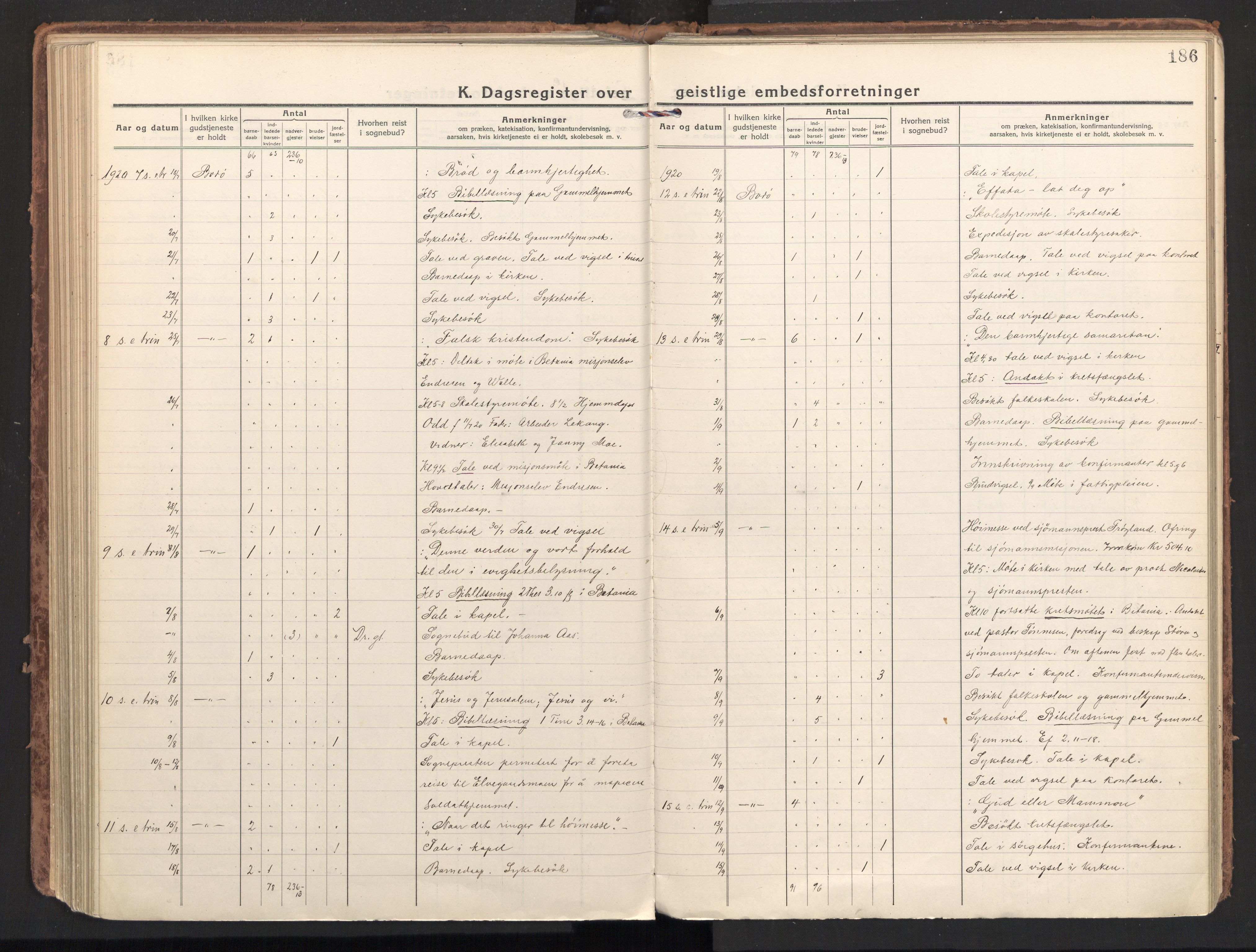 Ministerialprotokoller, klokkerbøker og fødselsregistre - Nordland, AV/SAT-A-1459/801/L0018: Parish register (official) no. 801A18, 1916-1930, p. 186