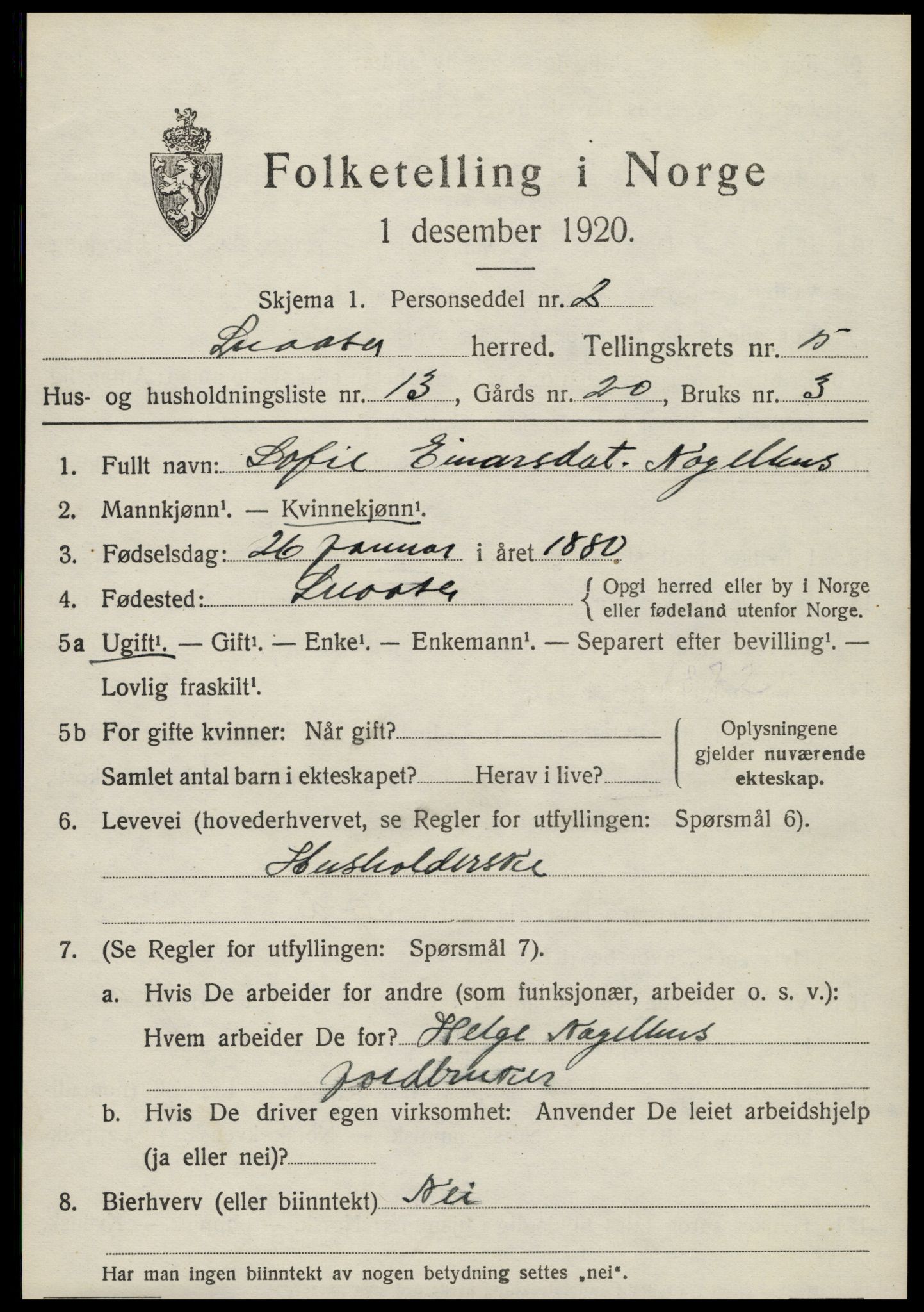 SAT, 1920 census for Snåsa, 1920, p. 2402