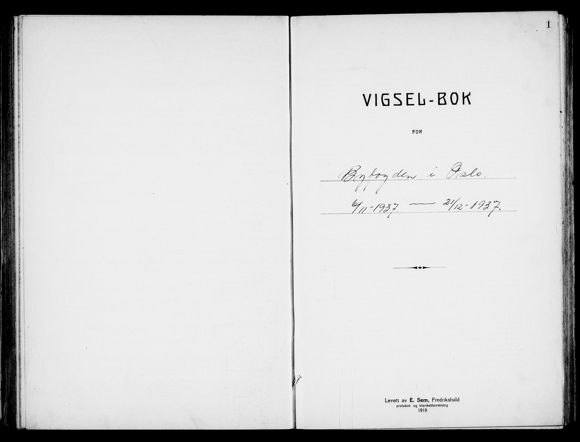 Oslo byfogd avd. I, SAO/A-10220/L/Lb/Lbb/L0028: Notarialprotokoll, rekke II: Vigsler, 1937, p. 1a