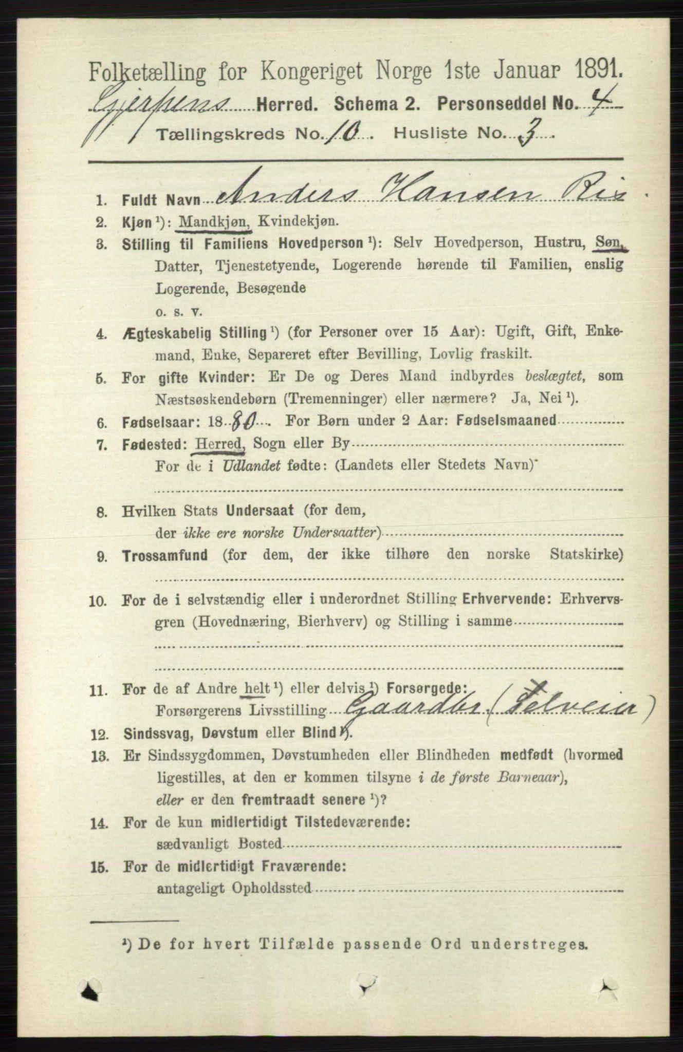 RA, 1891 census for 0812 Gjerpen, 1891, p. 6151