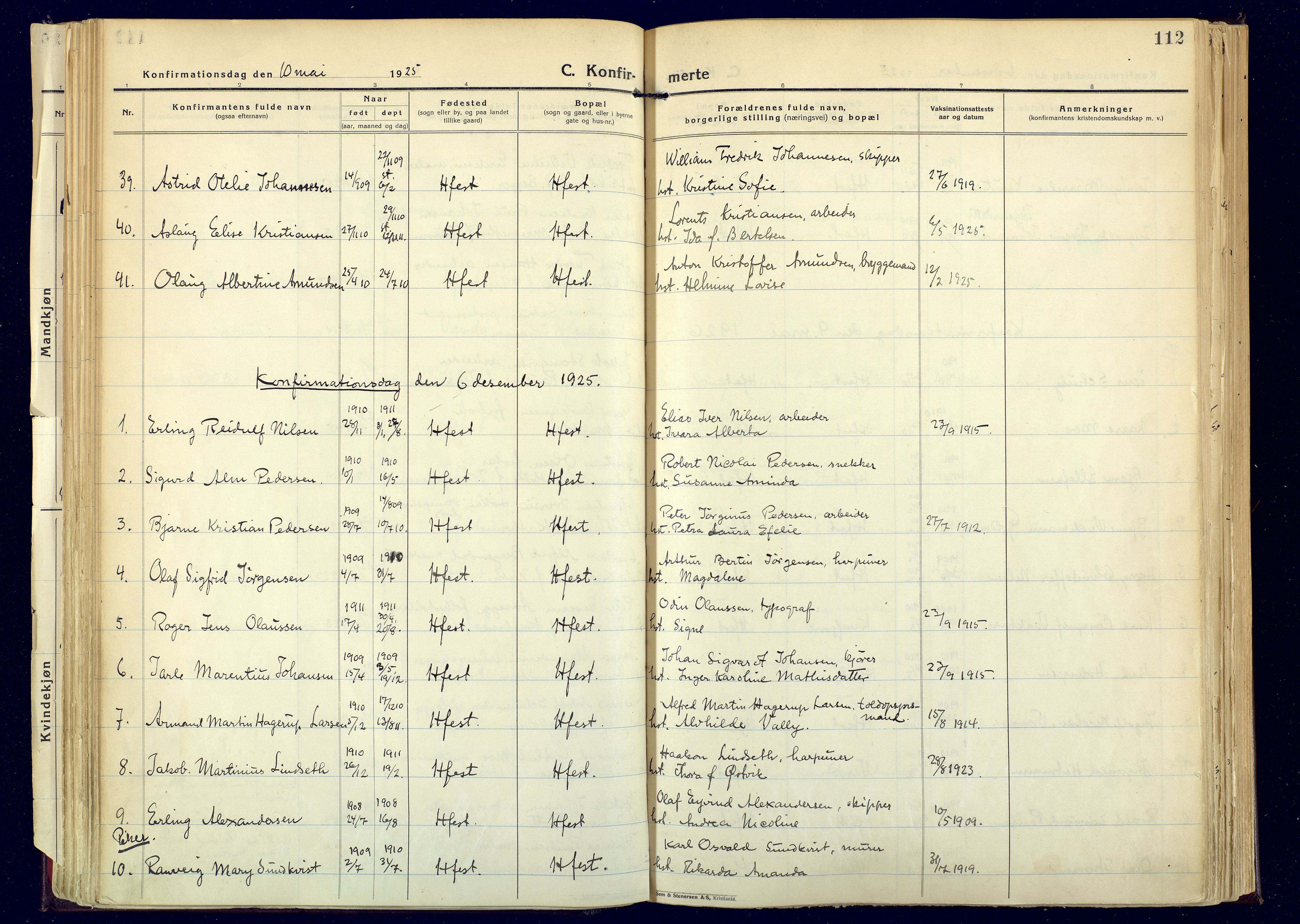 Hammerfest sokneprestkontor, AV/SATØ-S-1347/H/Ha/L0017.kirke: Parish register (official) no. 17, 1923-1933, p. 112