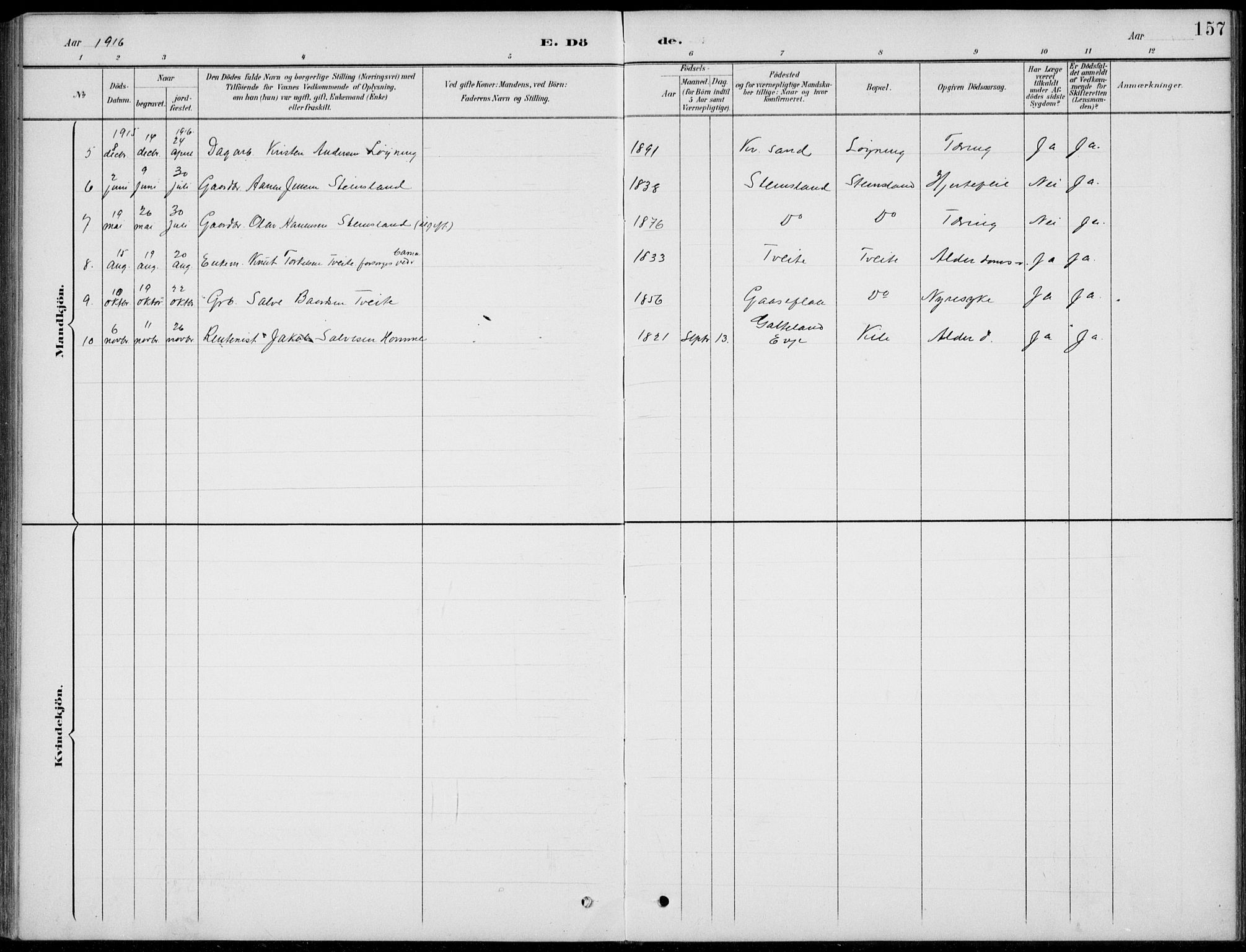 Vennesla sokneprestkontor, AV/SAK-1111-0045/Fb/Fba/L0003: Parish register (copy) no. B 3, 1890-1919, p. 157