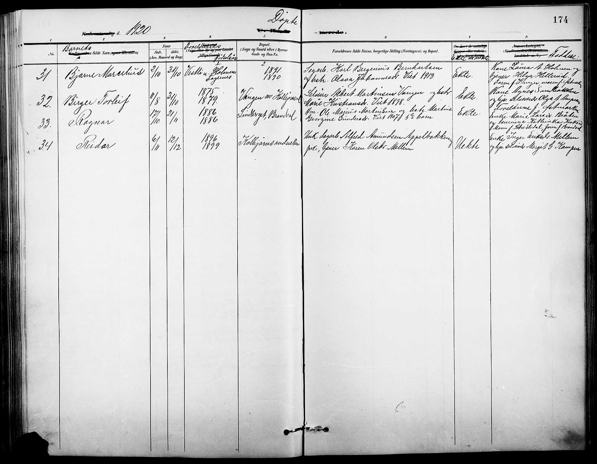 Vinger prestekontor, AV/SAH-PREST-024/H/Ha/Hab/L0004: Parish register (copy) no. 4, 1895-1920, p. 174