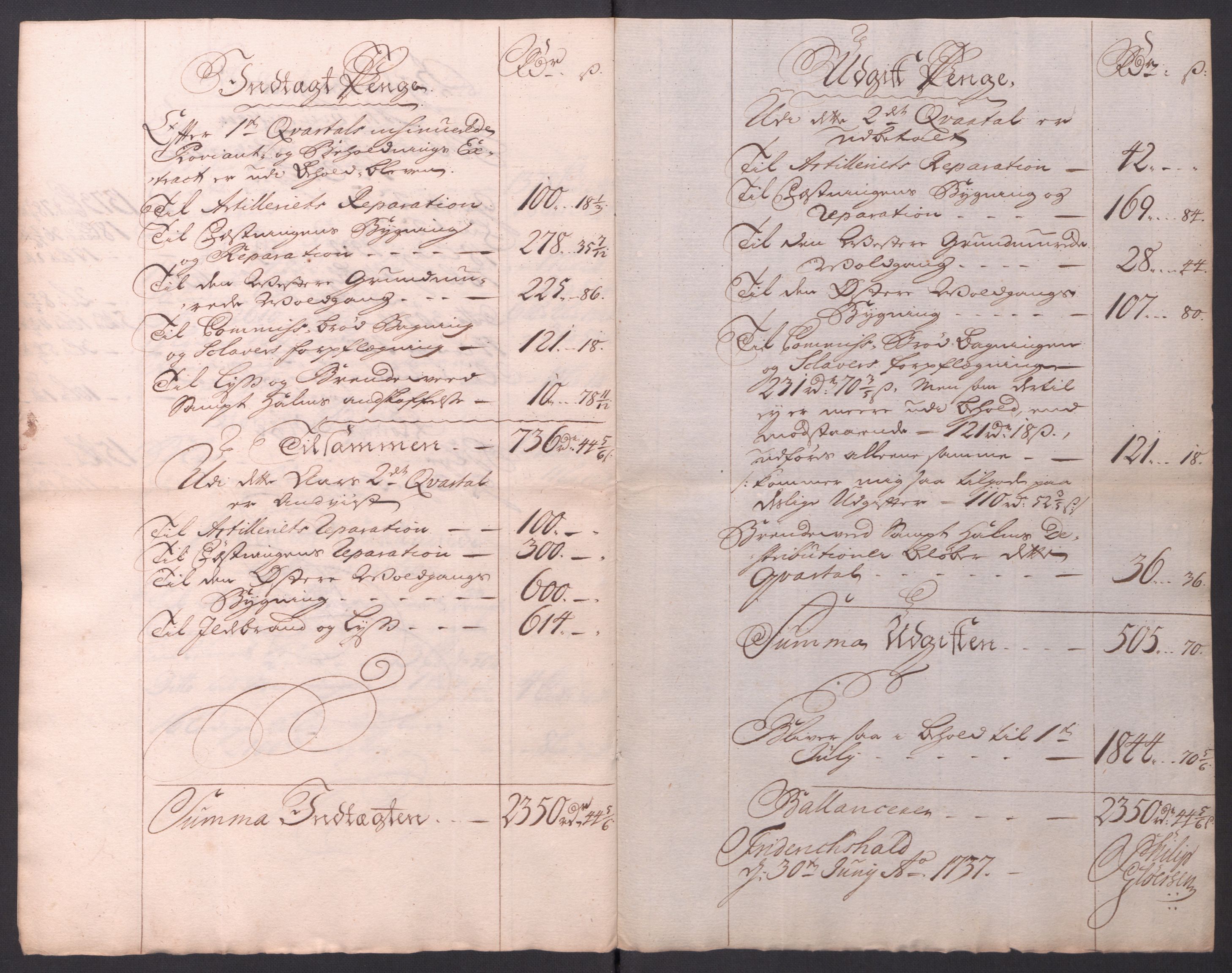 Kommanderende general (KG I) med Det norske krigsdirektorium, AV/RA-EA-5419/D/L0154: Fredriksten festning: Brev, inventarfortegnelser og regnskapsekstrakter, 1730-1739, p. 539