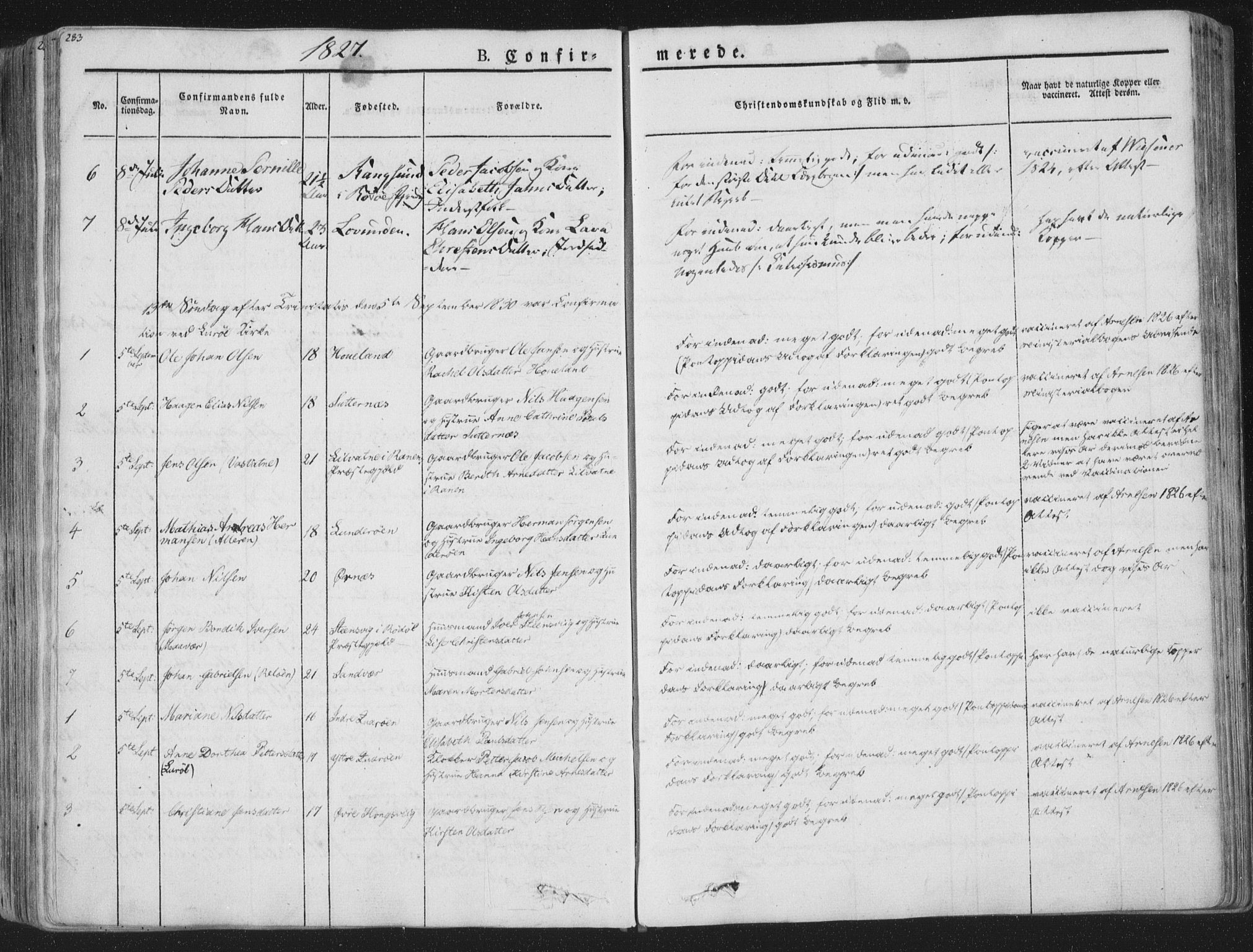 Ministerialprotokoller, klokkerbøker og fødselsregistre - Nordland, AV/SAT-A-1459/839/L0565: Parish register (official) no. 839A02, 1825-1862, p. 283