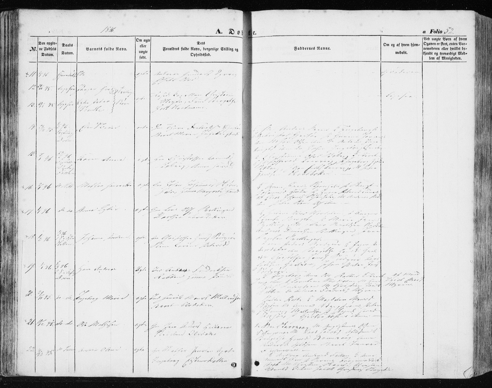 Ministerialprotokoller, klokkerbøker og fødselsregistre - Sør-Trøndelag, SAT/A-1456/634/L0529: Parish register (official) no. 634A05, 1843-1851, p. 52