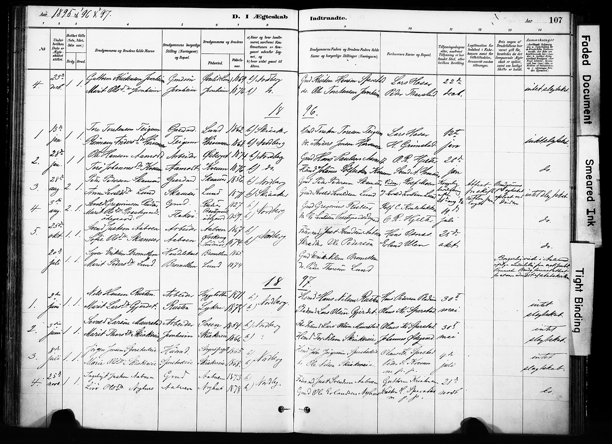 Skjåk prestekontor, SAH/PREST-072/H/Ha/Haa/L0004: Parish register (official) no. 4, 1880-1904, p. 107