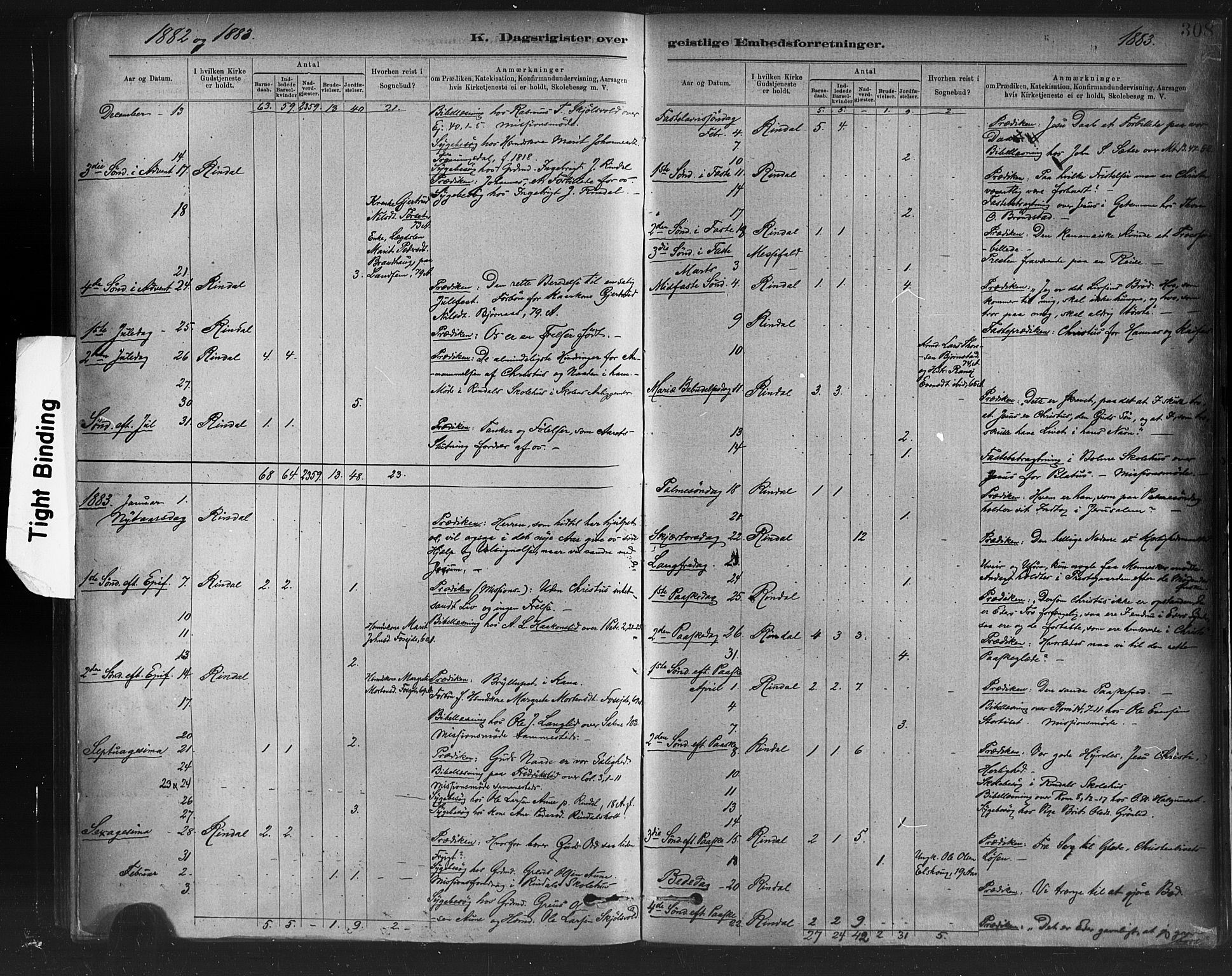 Ministerialprotokoller, klokkerbøker og fødselsregistre - Møre og Romsdal, AV/SAT-A-1454/598/L1069: Parish register (official) no. 598A03, 1882-1895, p. 308