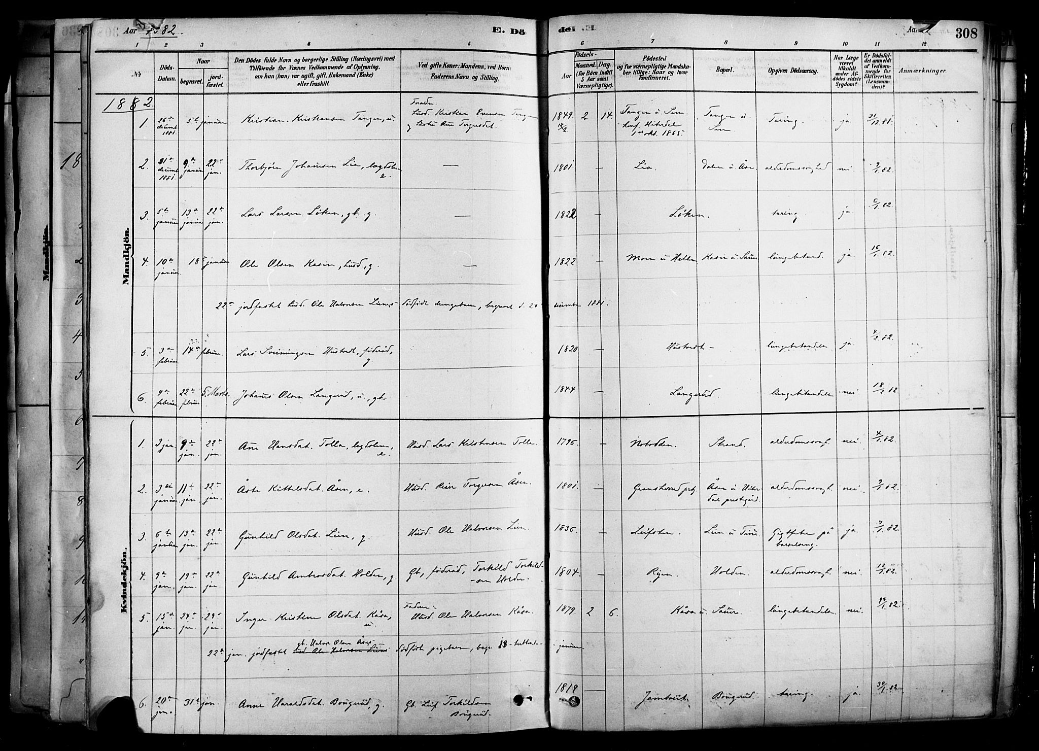 Heddal kirkebøker, SAKO/A-268/F/Fa/L0008: Parish register (official) no. I 8, 1878-1903, p. 308