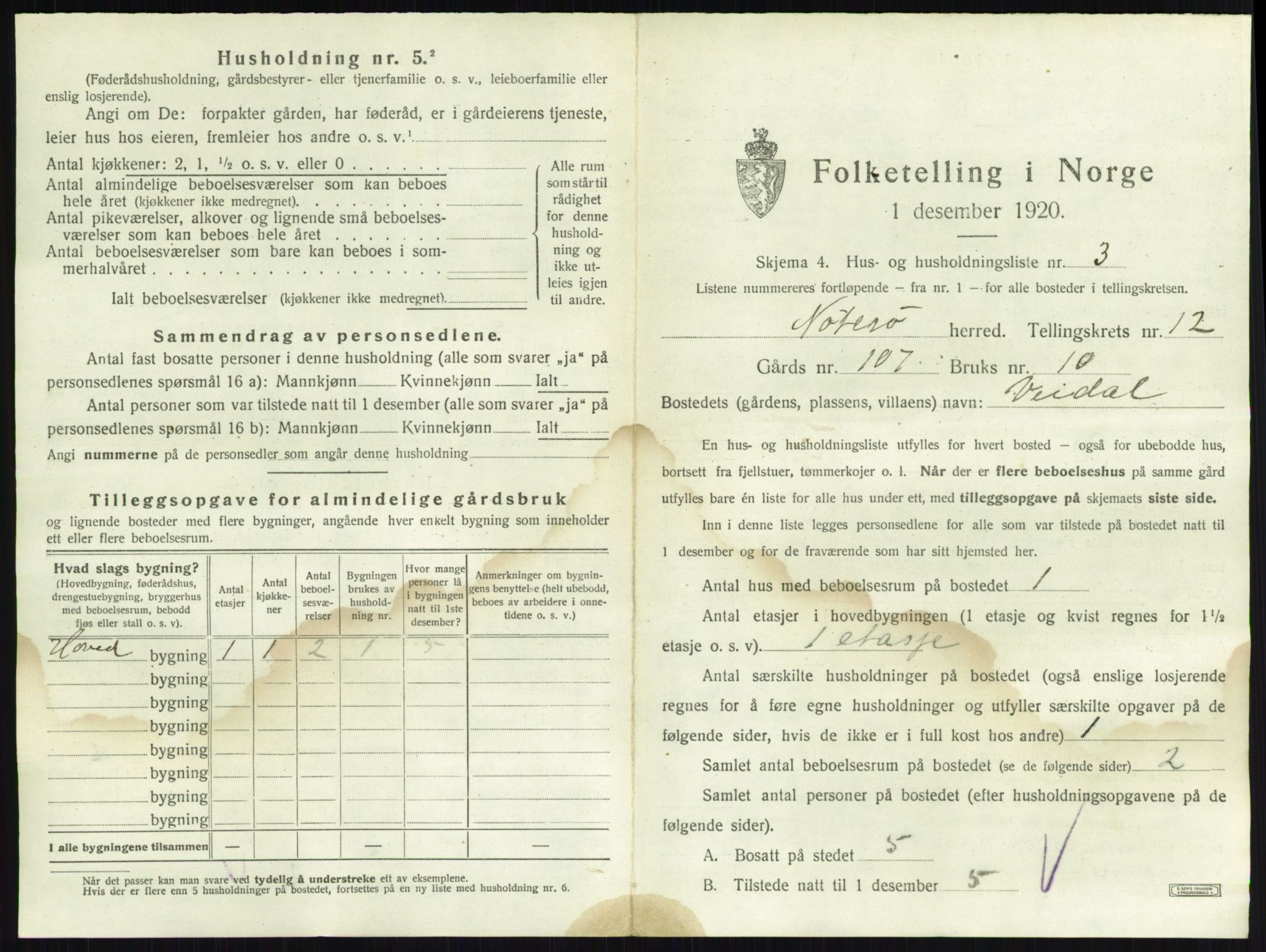 SAKO, 1920 census for Nøtterøy, 1920, p. 2457